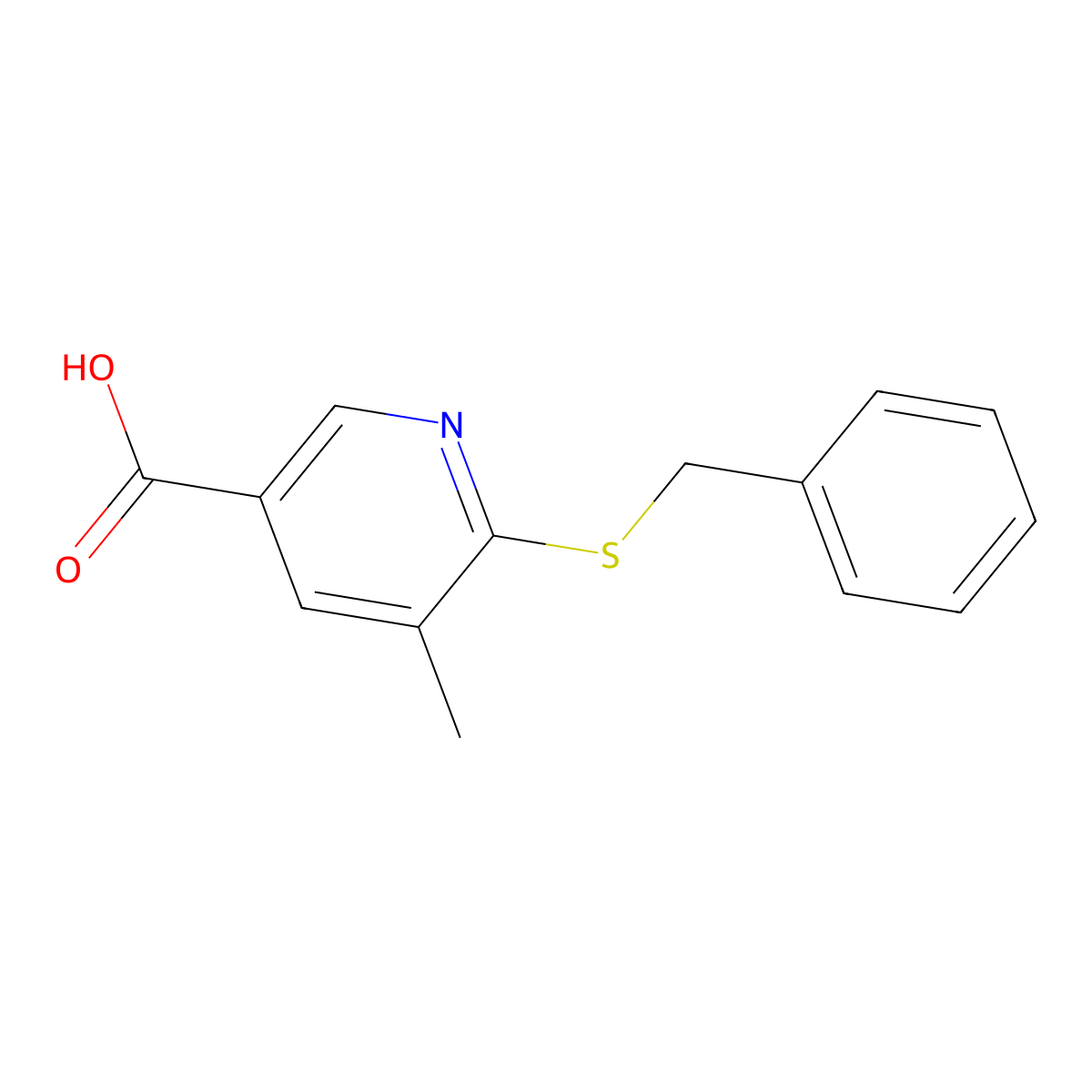 6-(Benzylthio)-5-methylnicotinic acid molecular structure, CAS 1355233-74-7