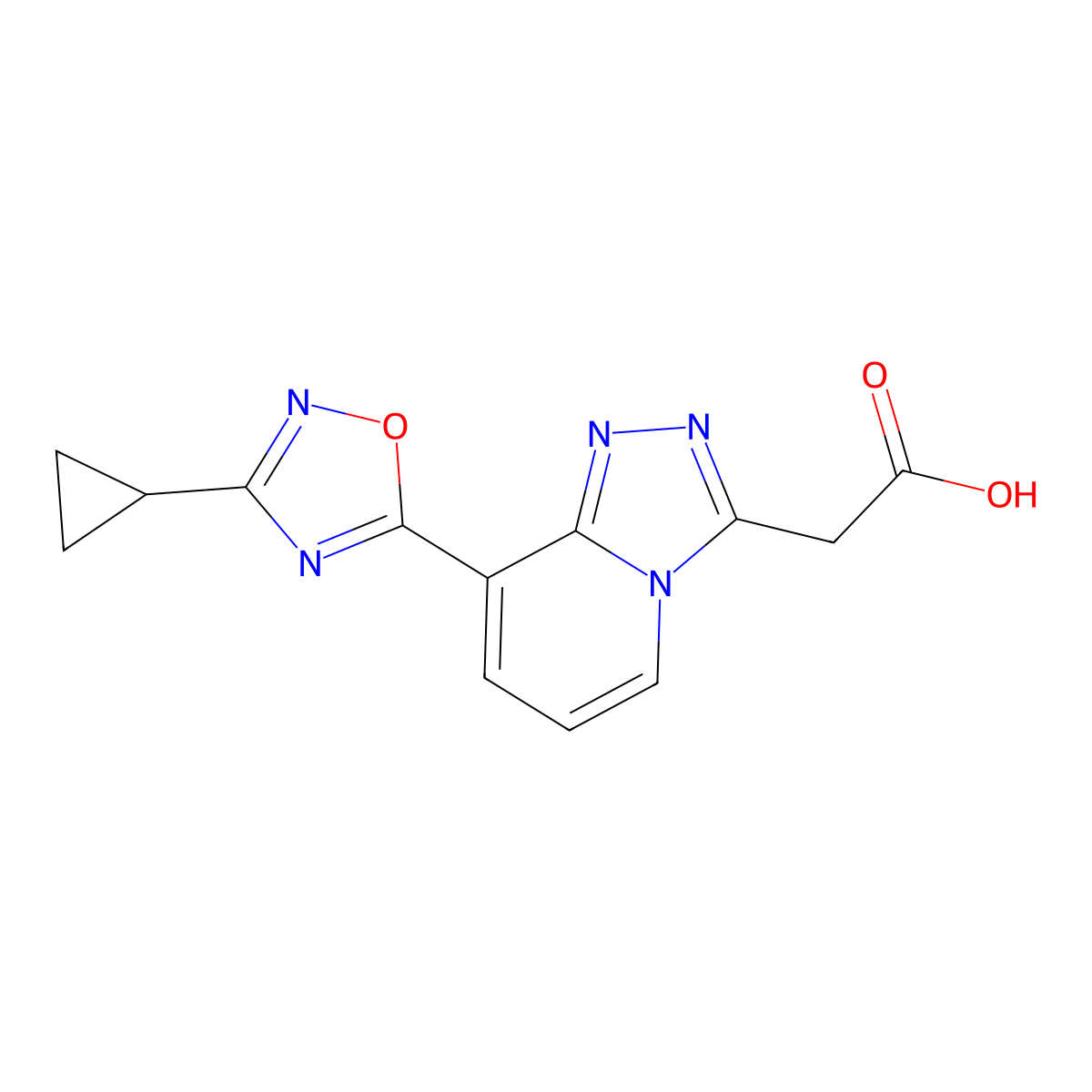 2-(8-(3-Cyclopropyl-1,2,4-oxadiazol-5-yl)-[1,2,4]triazolo[4,3-a]pyridin-3-yl)acetic acid molecular structure, CAS 1355236-29-1