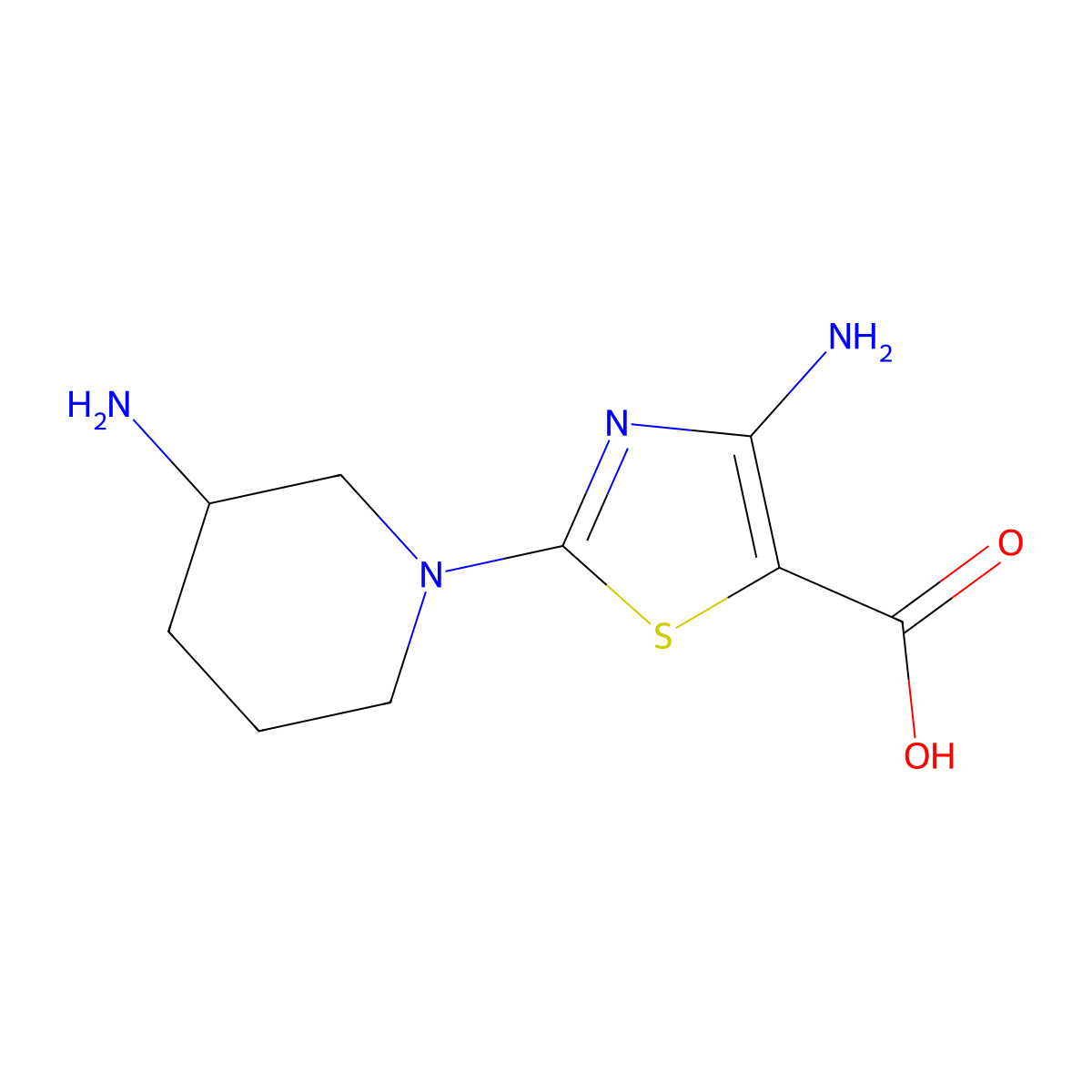 4-Amino-2-(3-aminopiperidin-1-yl)thiazole-5-carboxylic acid molecular structure, CAS 1355236-37-1
