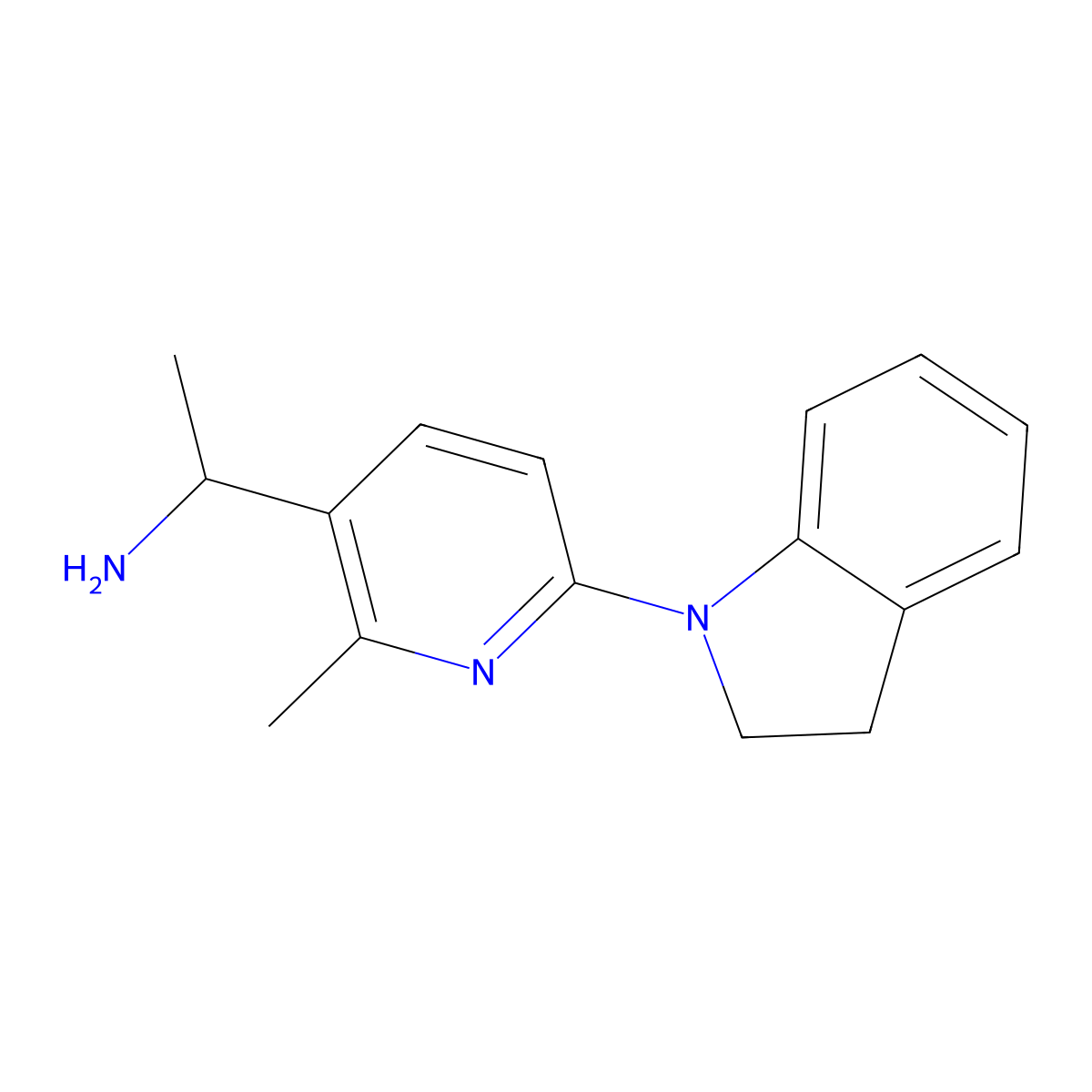 1-(6-(Indolin-1-yl)-2-methylpyridin-3-yl)ethanamine molecular structure, CAS 1355236-38-2