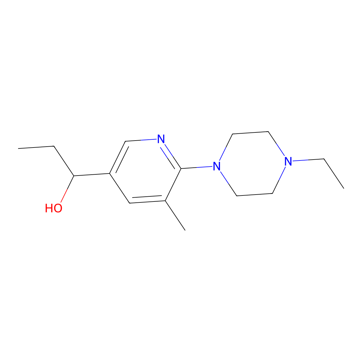 |A-Ethyl-6-(4-ethyl-1-piperazinyl)-5-methyl-3-pyridinemethanol molecular structure, CAS 1355236-39-3