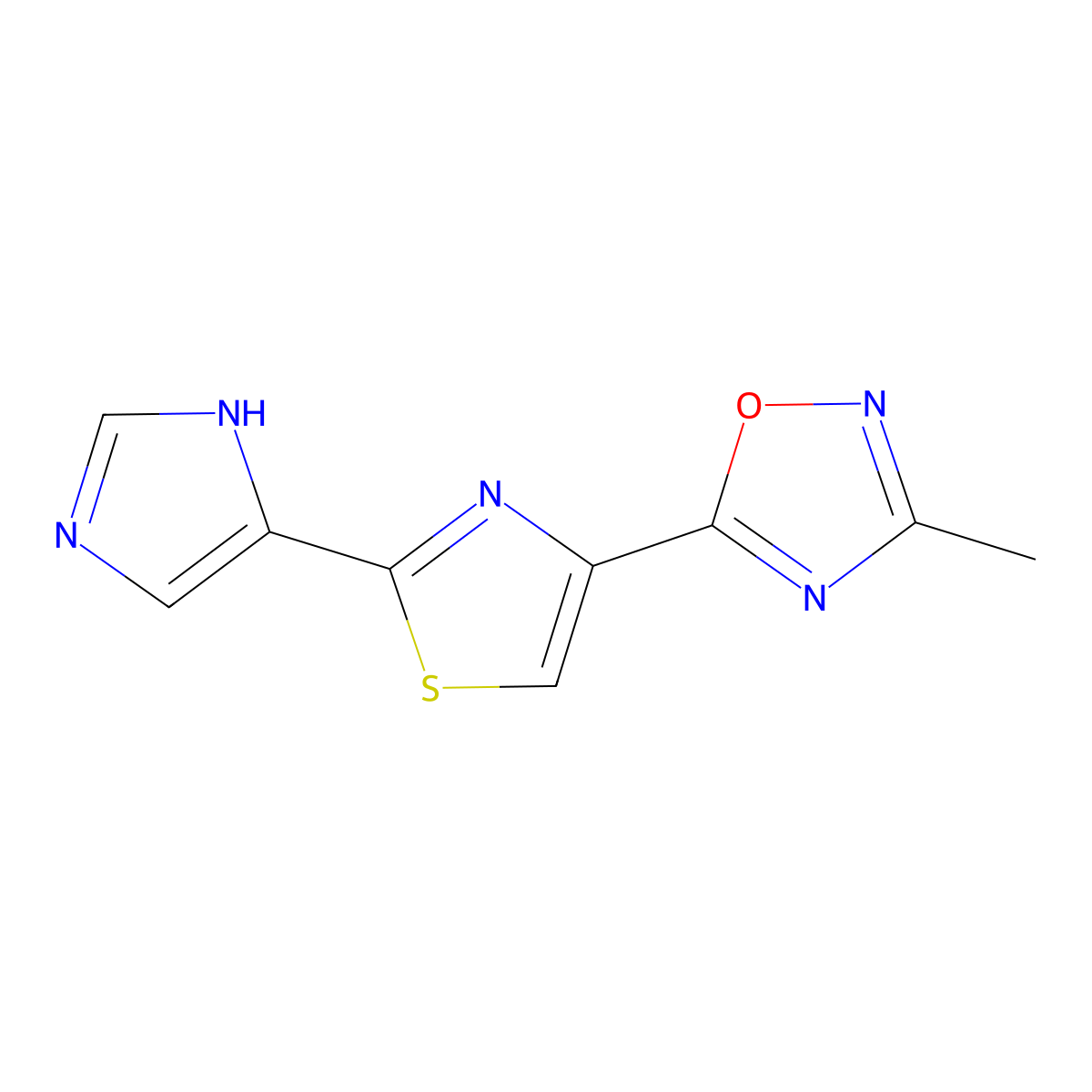 5-[2-(1H-imidazol-4-yl)-1,3-thiazol-4-yl]-3-methyl-1,2,4-oxadiazole molecular structure, CAS 1355236-40-6