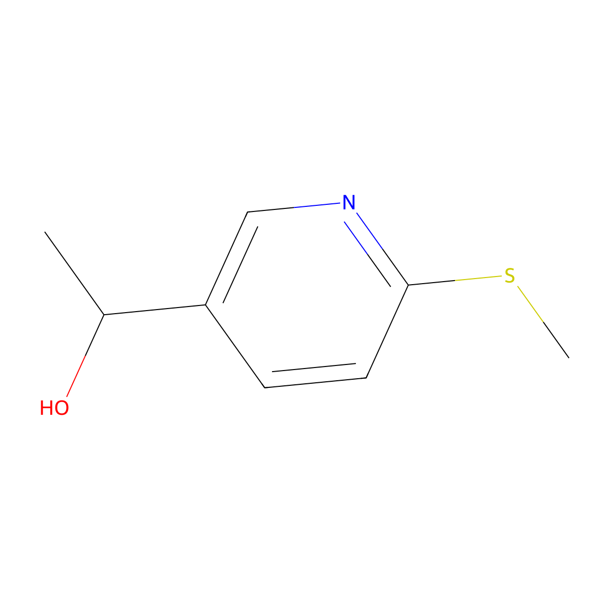 |A-Methyl-6-(methylthio)-3-pyridinemethanol molecular structure, CAS 1355236-49-5