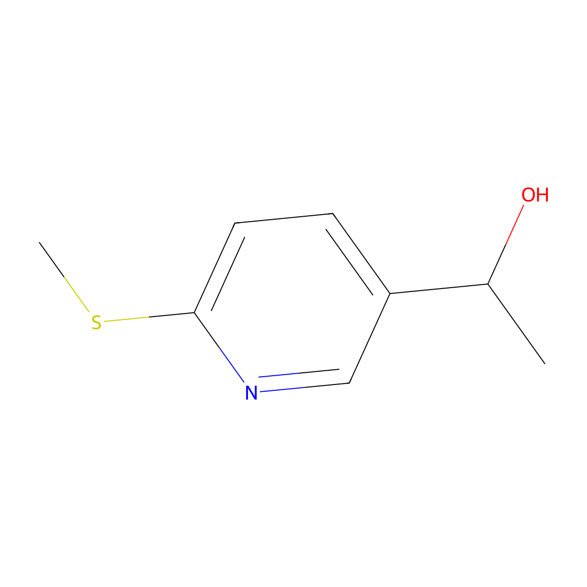 |A-Methyl-6-(methylthio)-3-pyridinemethanol molecular structure, CAS 1355236-49-5
