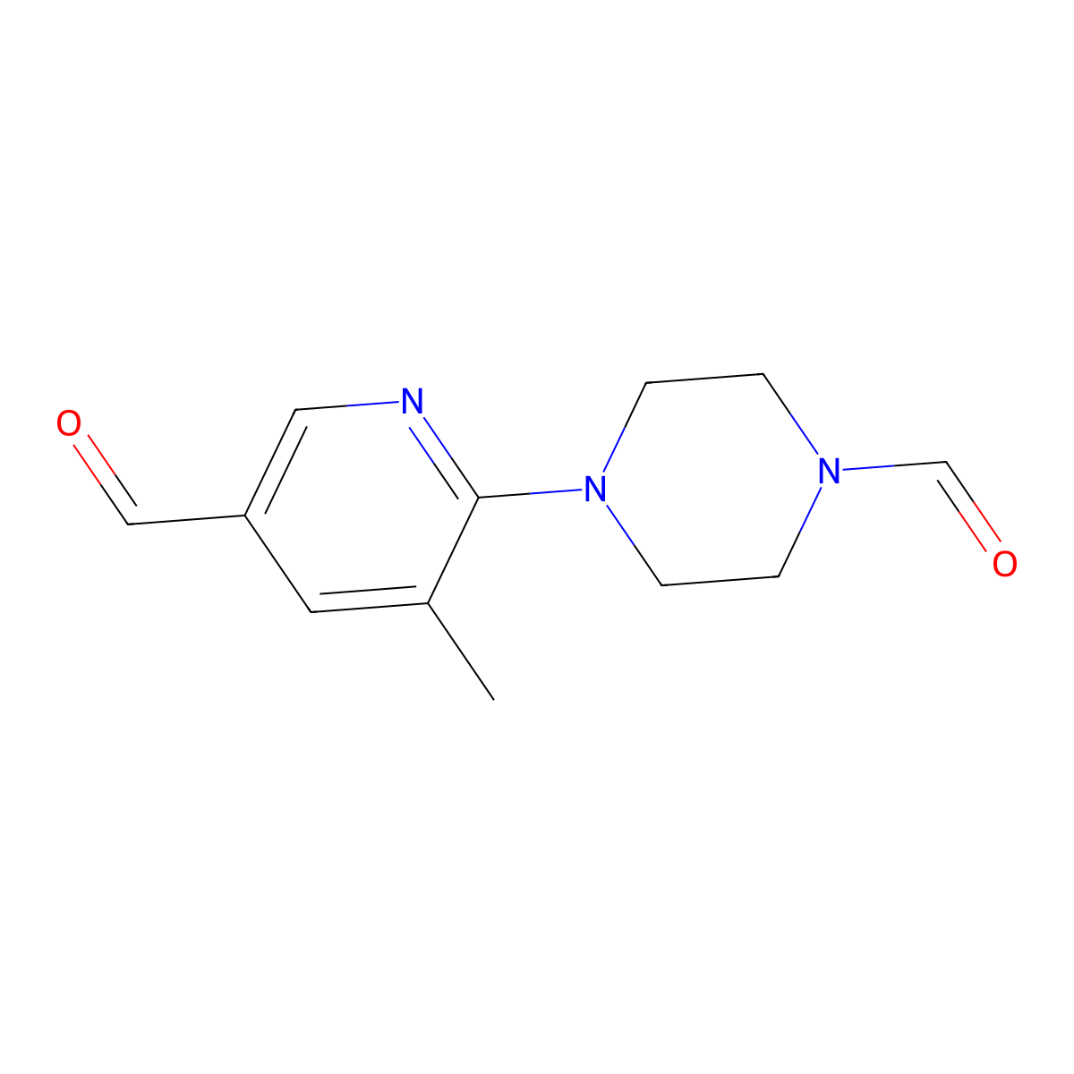 4-(5-Formyl-3-methylpyridin-2-yl)piperazine-1-carbaldehyde molecular structure, CAS 1355236-51-9