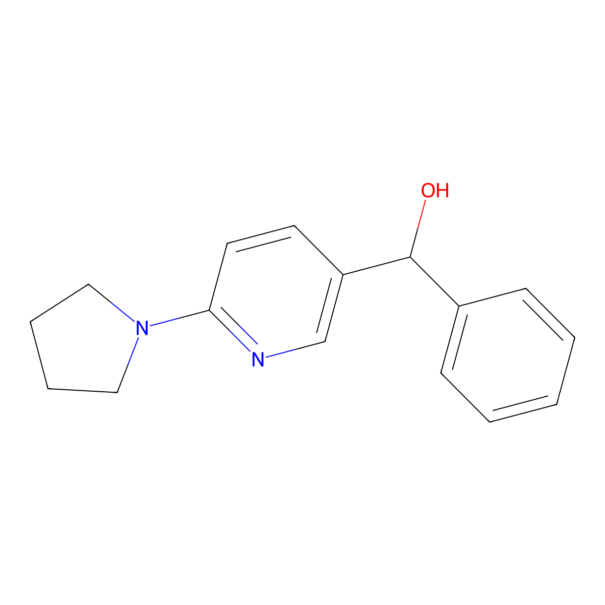 alpha-Phenyl-6-(1-pyrrolidinyl)-3-pyridinemethanol molecular structure, CAS 1355236-96-2