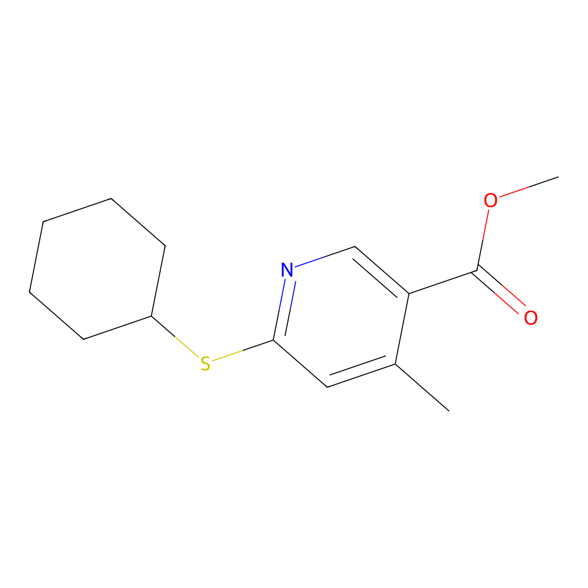 Methyl 6-(cyclohexylthio)-4-methylnicotinate molecular structure, CAS 1355237-48-7
