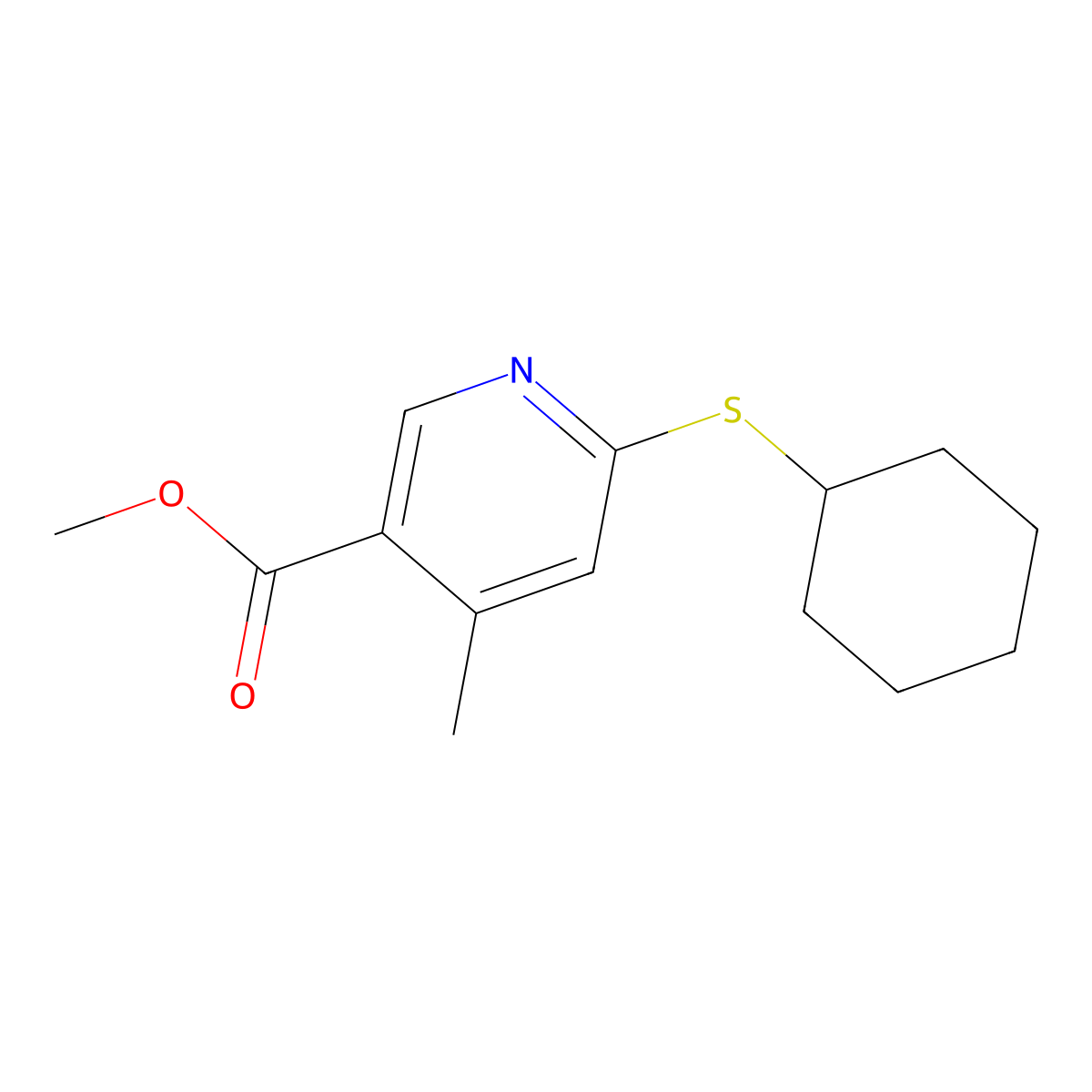 Methyl 6-(cyclohexylthio)-4-methylnicotinate molecular structure, CAS 1355237-48-7