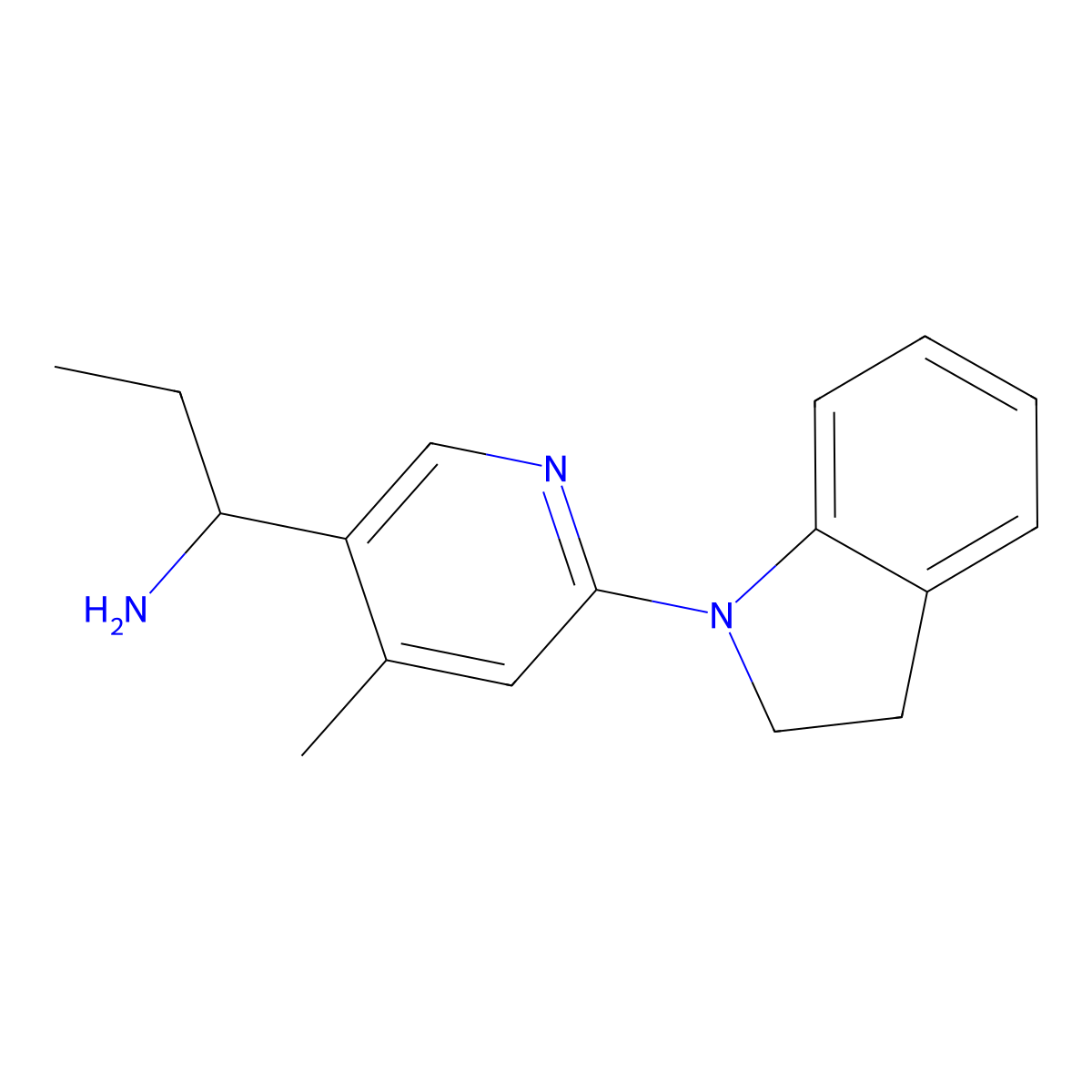 1-(6-(Indolin-1-yl)-4-methylpyridin-3-yl)propan-1-amine molecular structure, CAS 1355237-53-4