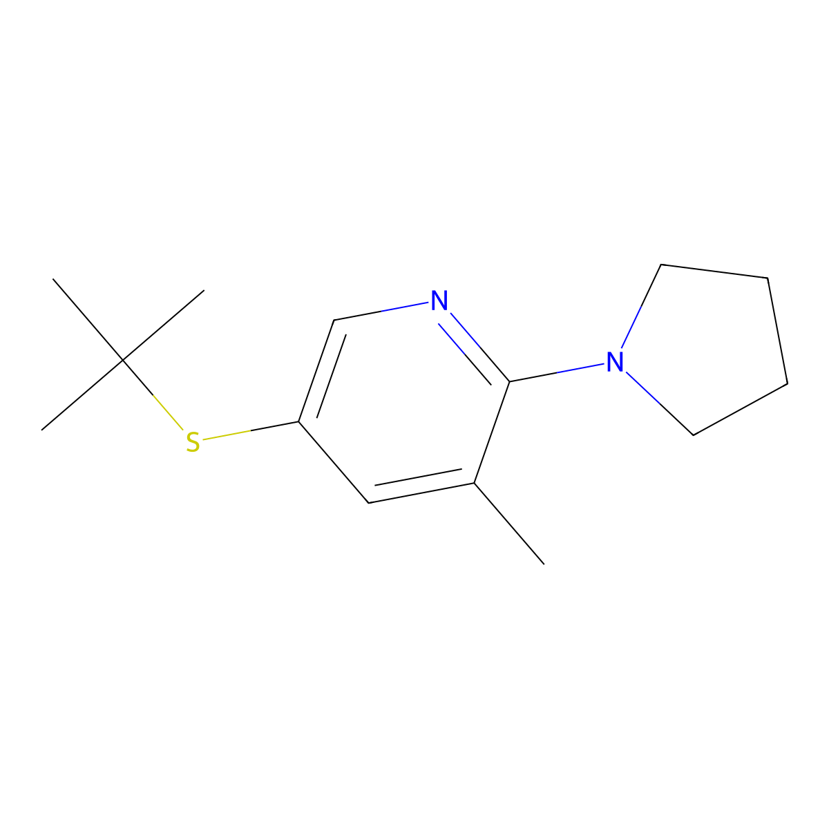 5-(tert-Butylthio)-3-methyl-2-(pyrrolidin-1-yl)pyridine molecular structure, CAS 1355237-56-7