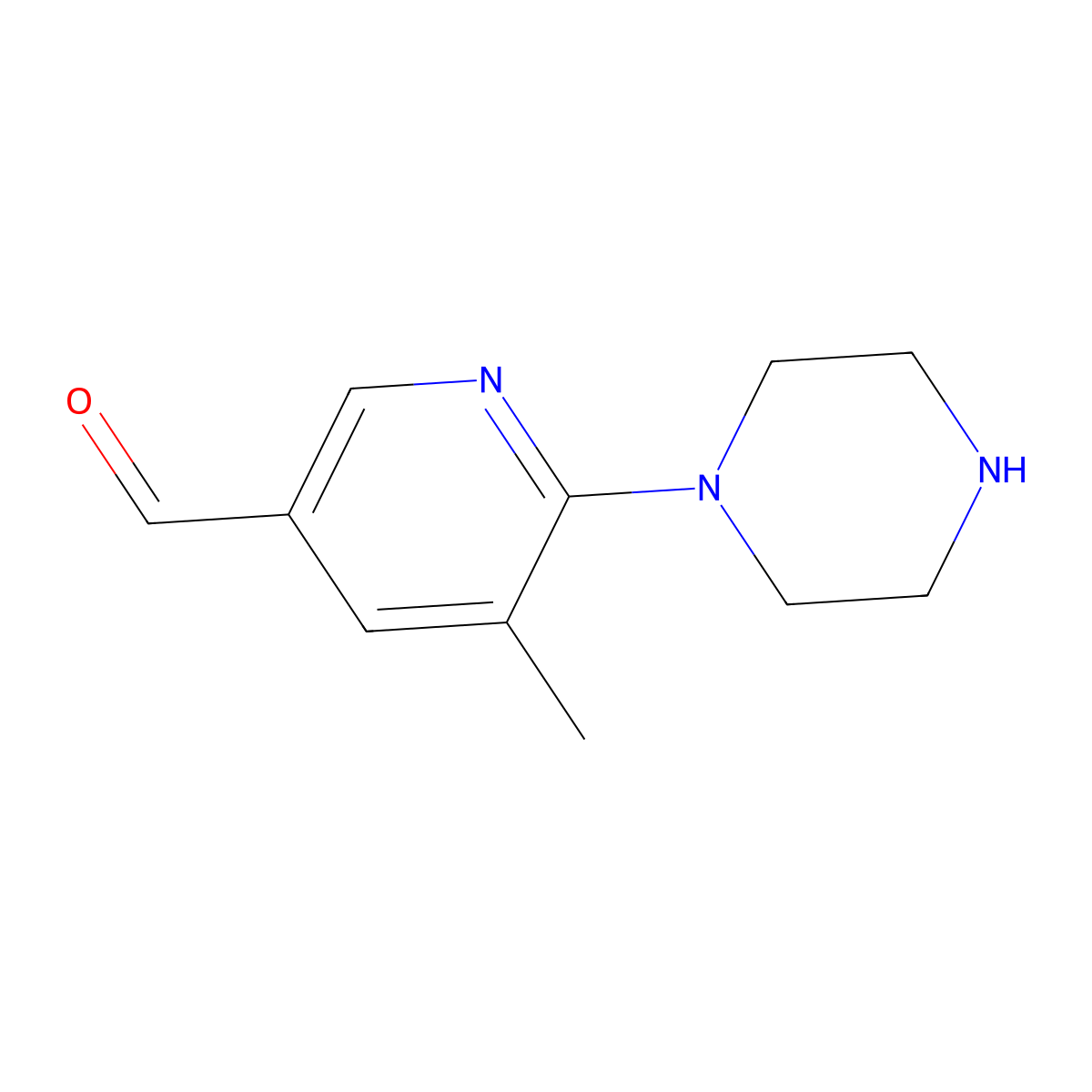 5-Methyl-6-(piperazin-1-yl)nicotinaldehyde molecular structure, CAS 1355237-68-1