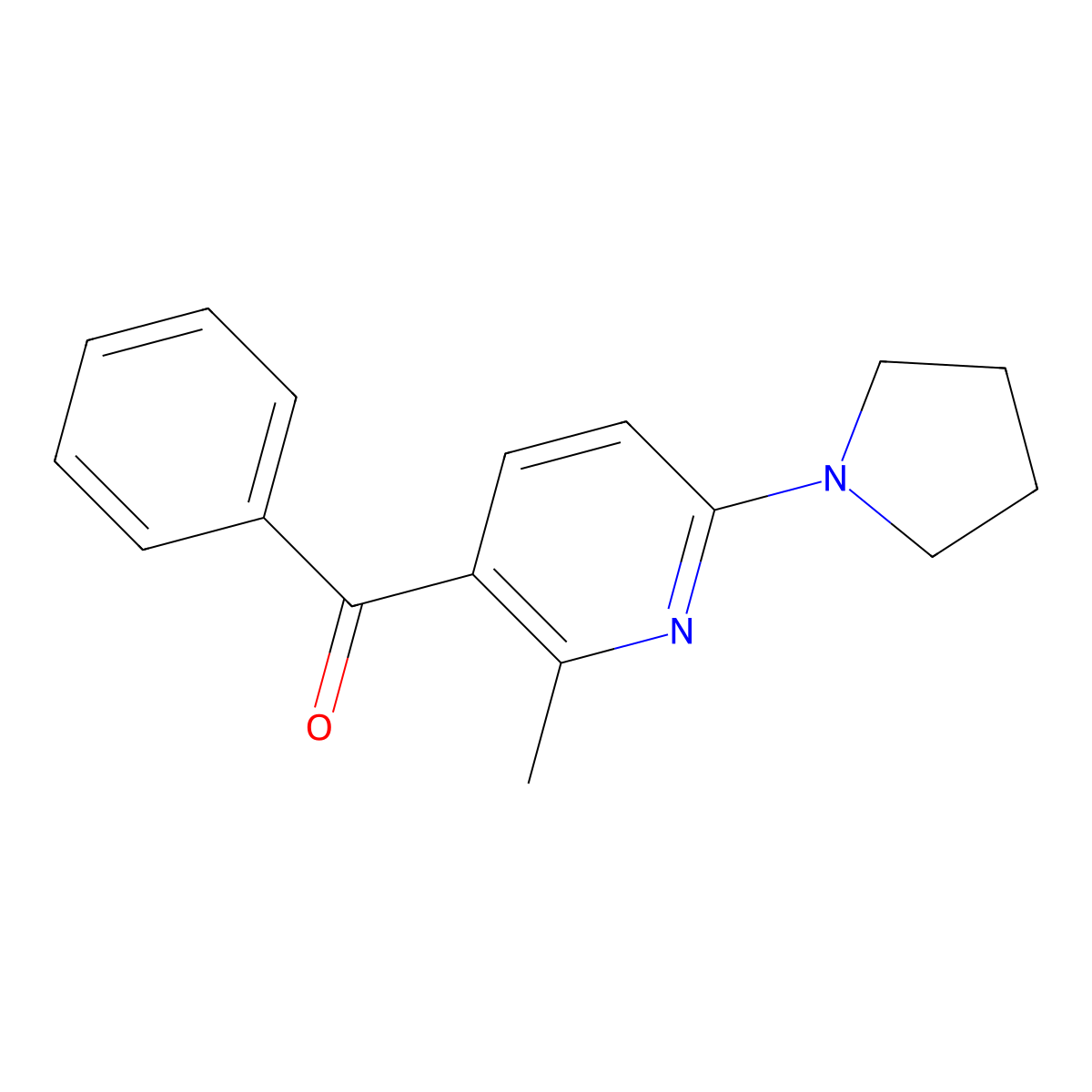 (2-Methyl-6-(pyrrolidin-1-yl)pyridin-3-yl)(phenyl)methanone molecular structure, CAS 1355237-90-9