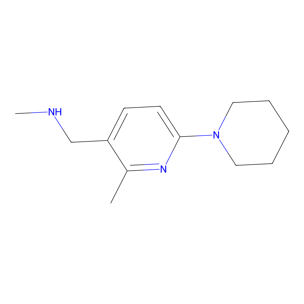 N-Methyl-1-(2-methyl-6-(piperidin-1-yl)pyridin-3-yl)methanamine molecular structure, CAS 1355237-93-2