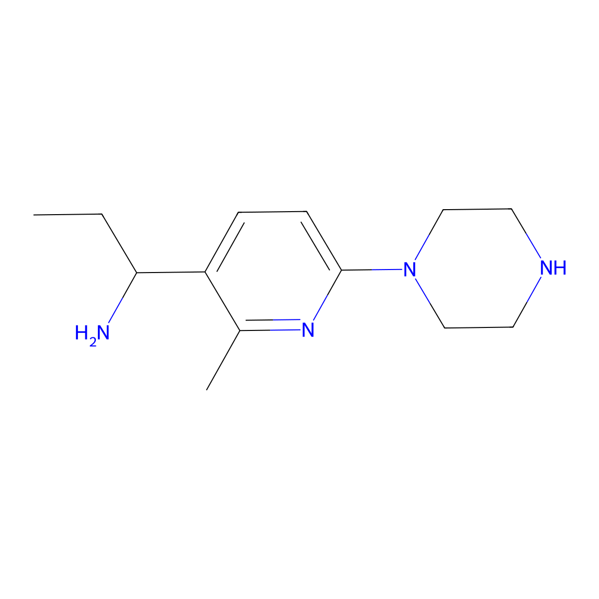 1-(2-Methyl-6-(piperazin-1-yl)pyridin-3-yl)propan-1-amine molecular structure, CAS 1355237-96-5