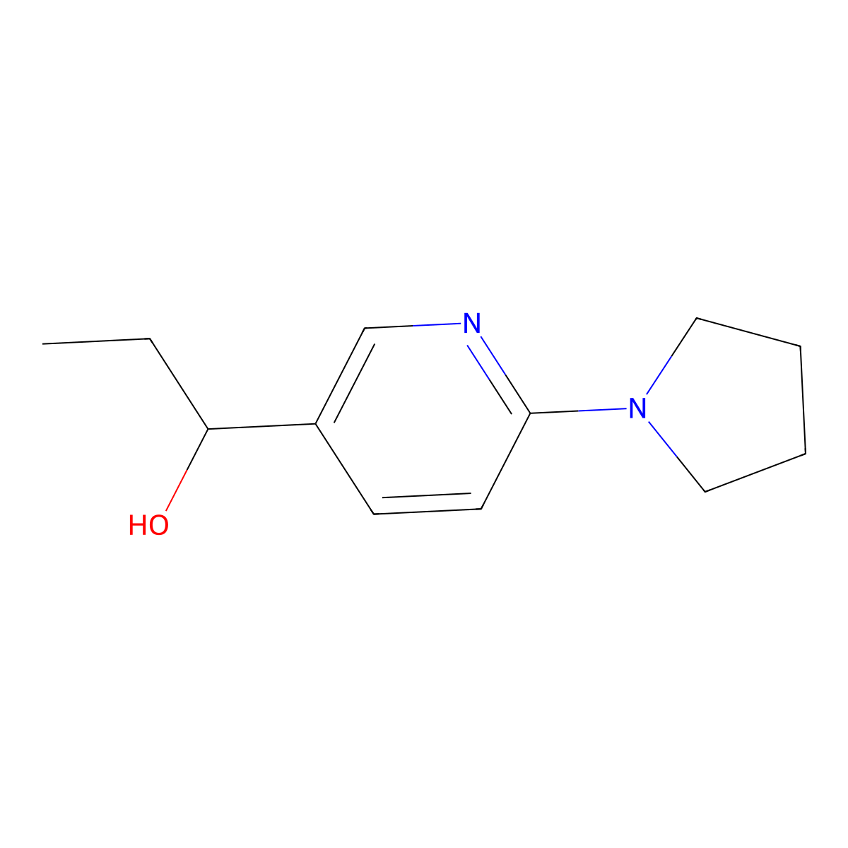 1-(6-(Pyrrolidin-1-yl)pyridin-3-yl)propan-1-ol molecular structure, CAS 1355238-35-5