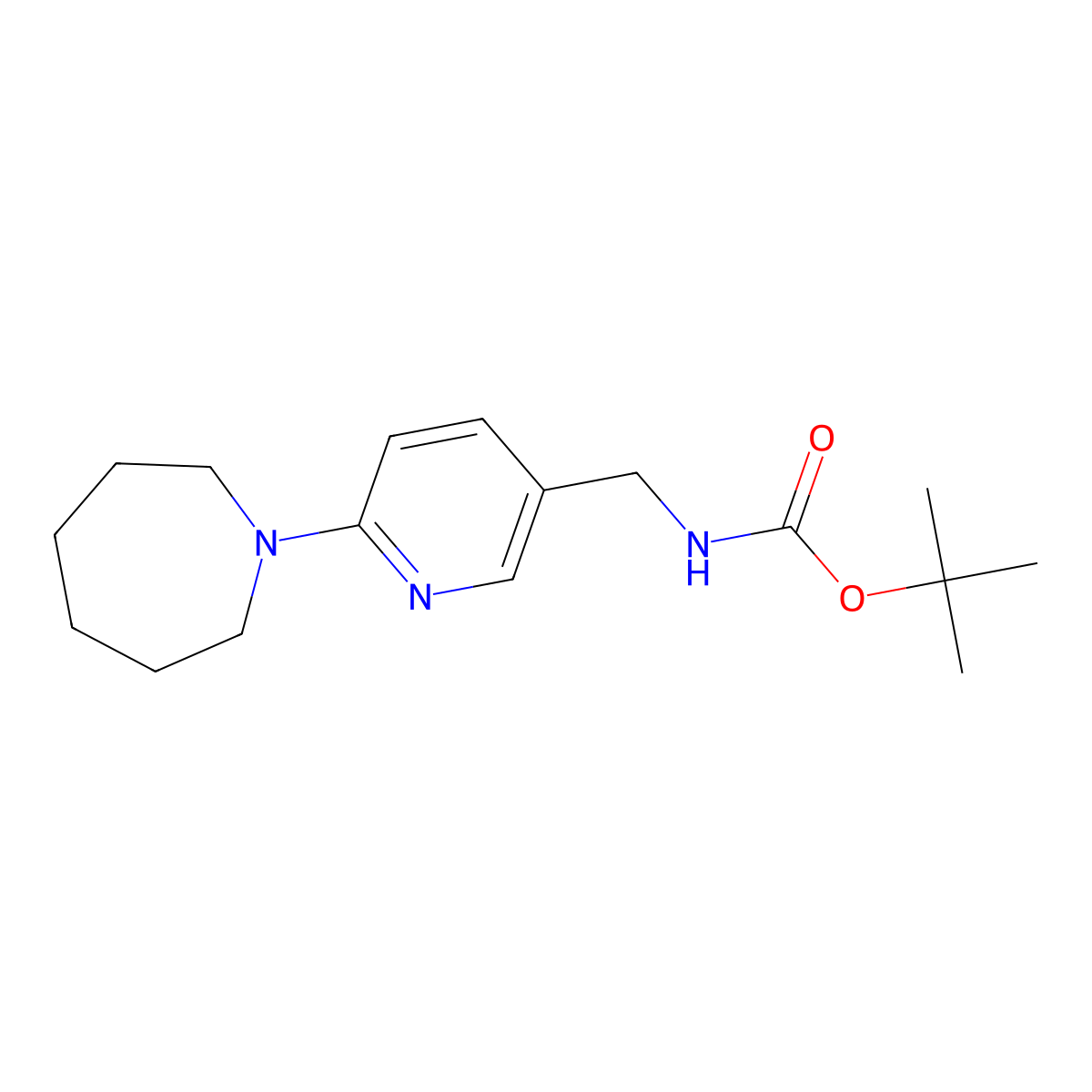 tert-Butyl ((6-(azepan-1-yl)pyridin-3-yl)methyl)carbamate molecular structure, CAS 1355238-42-4