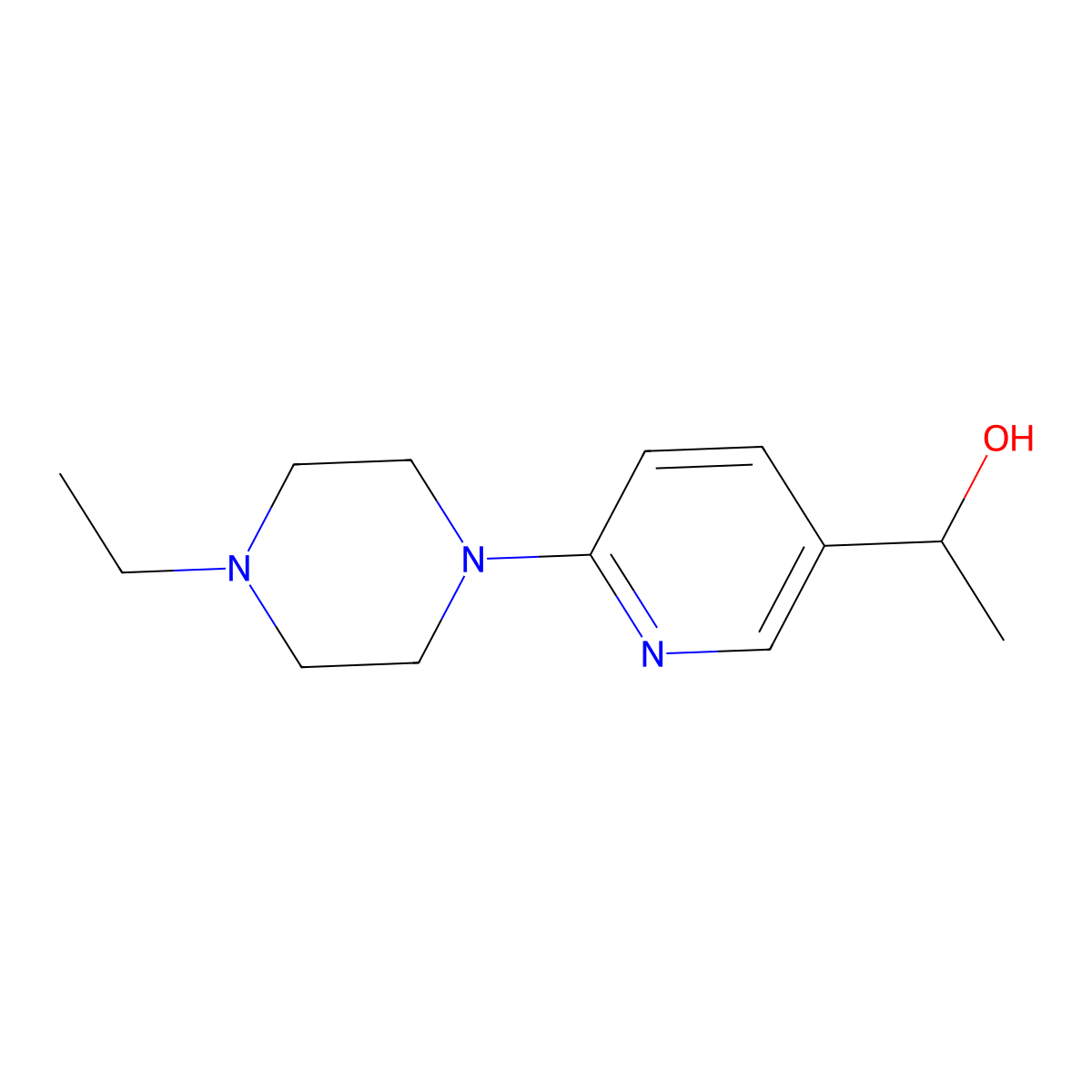 1-(6-(4-Ethylpiperazin-1-yl)pyridin-3-yl)ethan-1-ol molecular structure, CAS 1355238-50-4