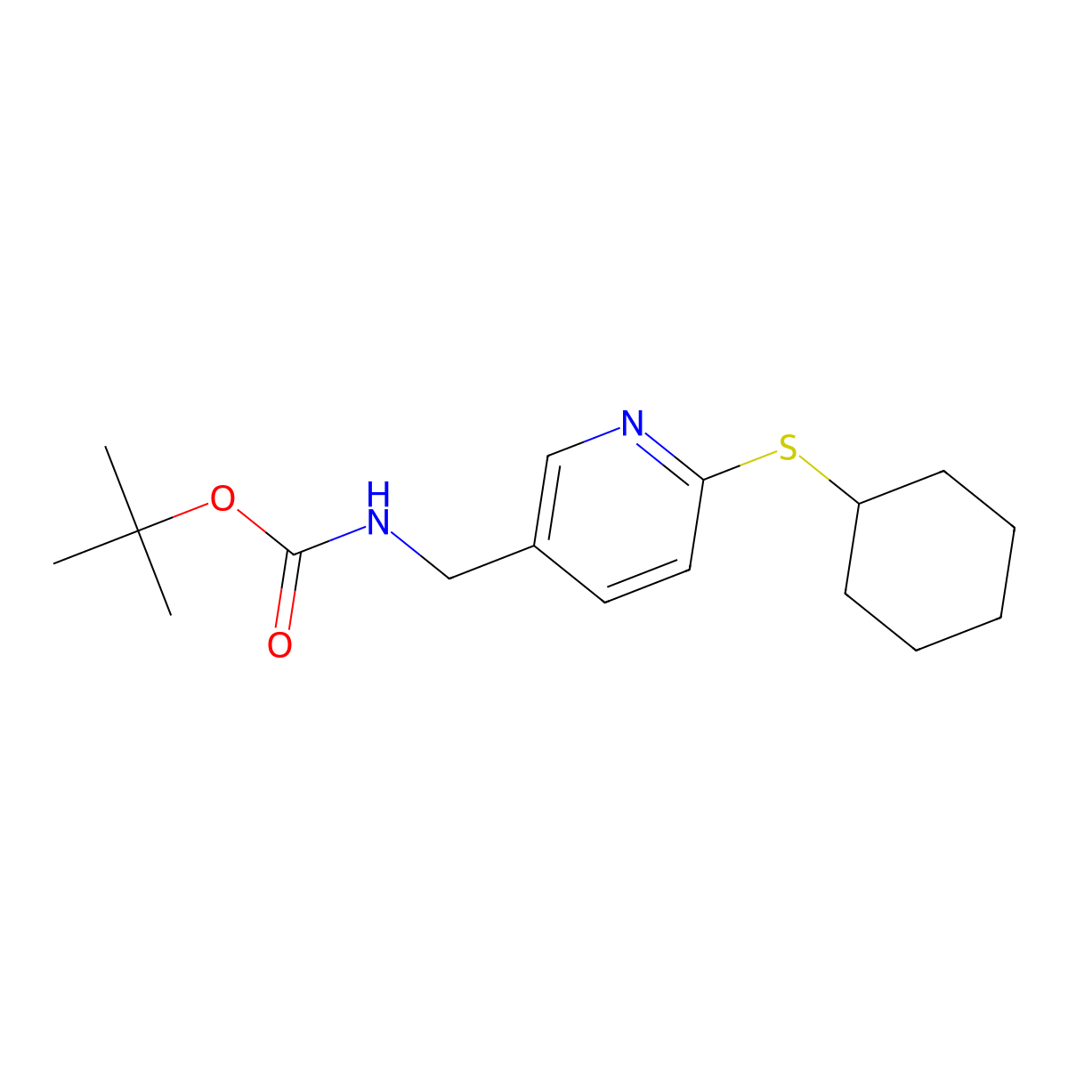 (6-Cyclohexylsulfanyl-pyridin-3-ylmethyl)-carbamic acid tert-butyl ester molecular structure, CAS 1355238-66-2