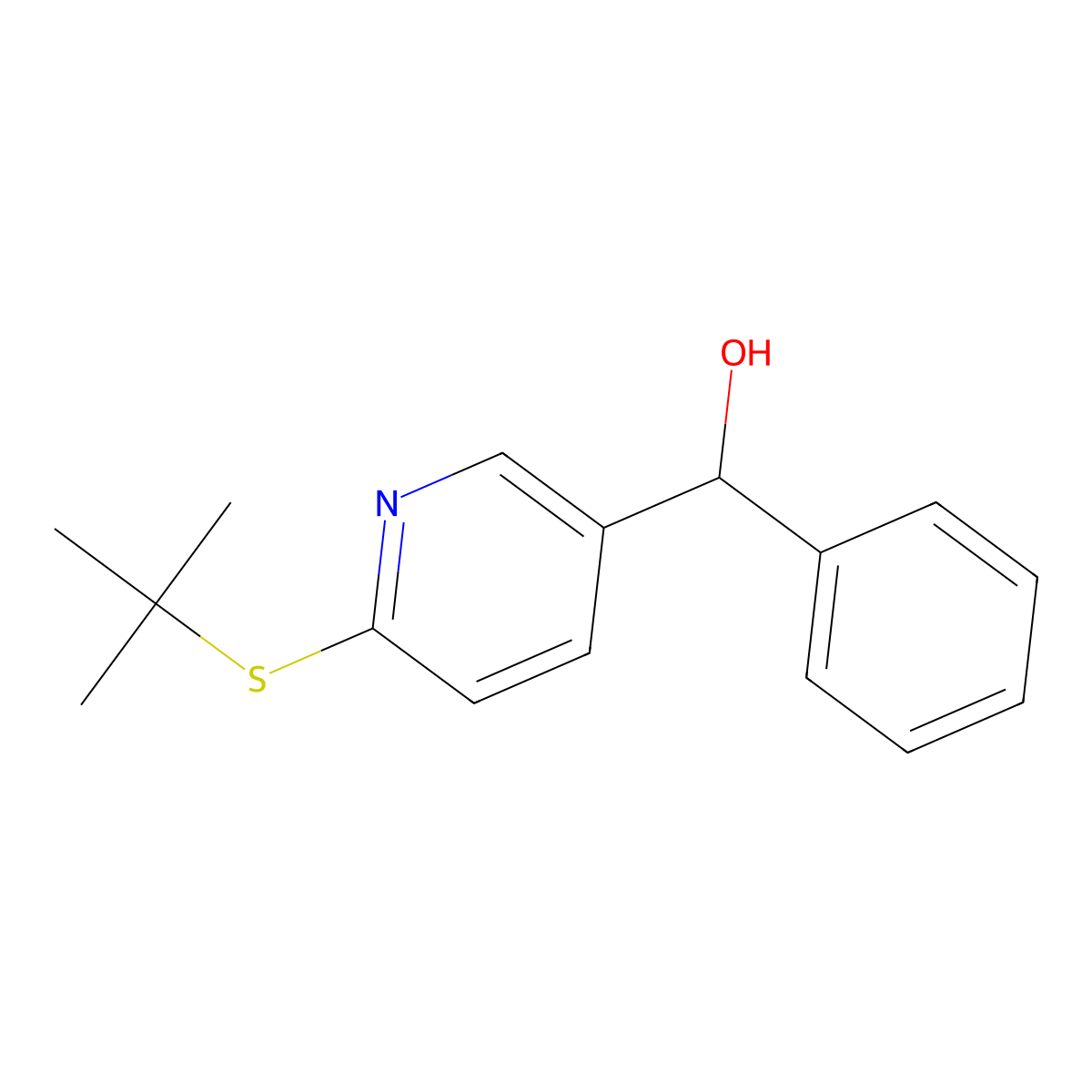 (6-tert-Butylsulfanyl-pyridin-3-yl)-phenyl-methanol molecular structure, CAS 1355238-74-2