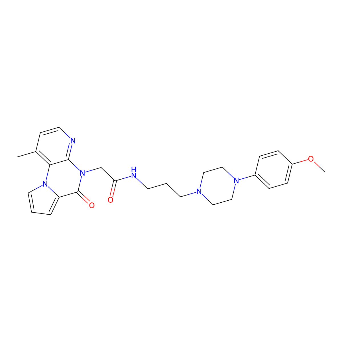 N-(3-(4-(4-Methoxyphenyl)piperazin-1-yl)propyl)-2-(1-methyl-6-oxopyrido[2,3-e]pyrrolo[1,2-a]pyrazin-5(6H)-yl)acetamide molecular structure, CAS 1355244-02-8