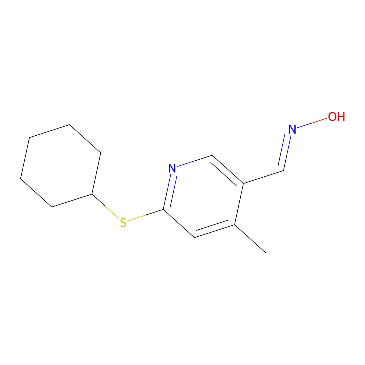 6-Cyclohexylsulfanyl-4-methyl-pyridine-3-carbaldehyde oxime molecular structure, CAS 1355245-20-3