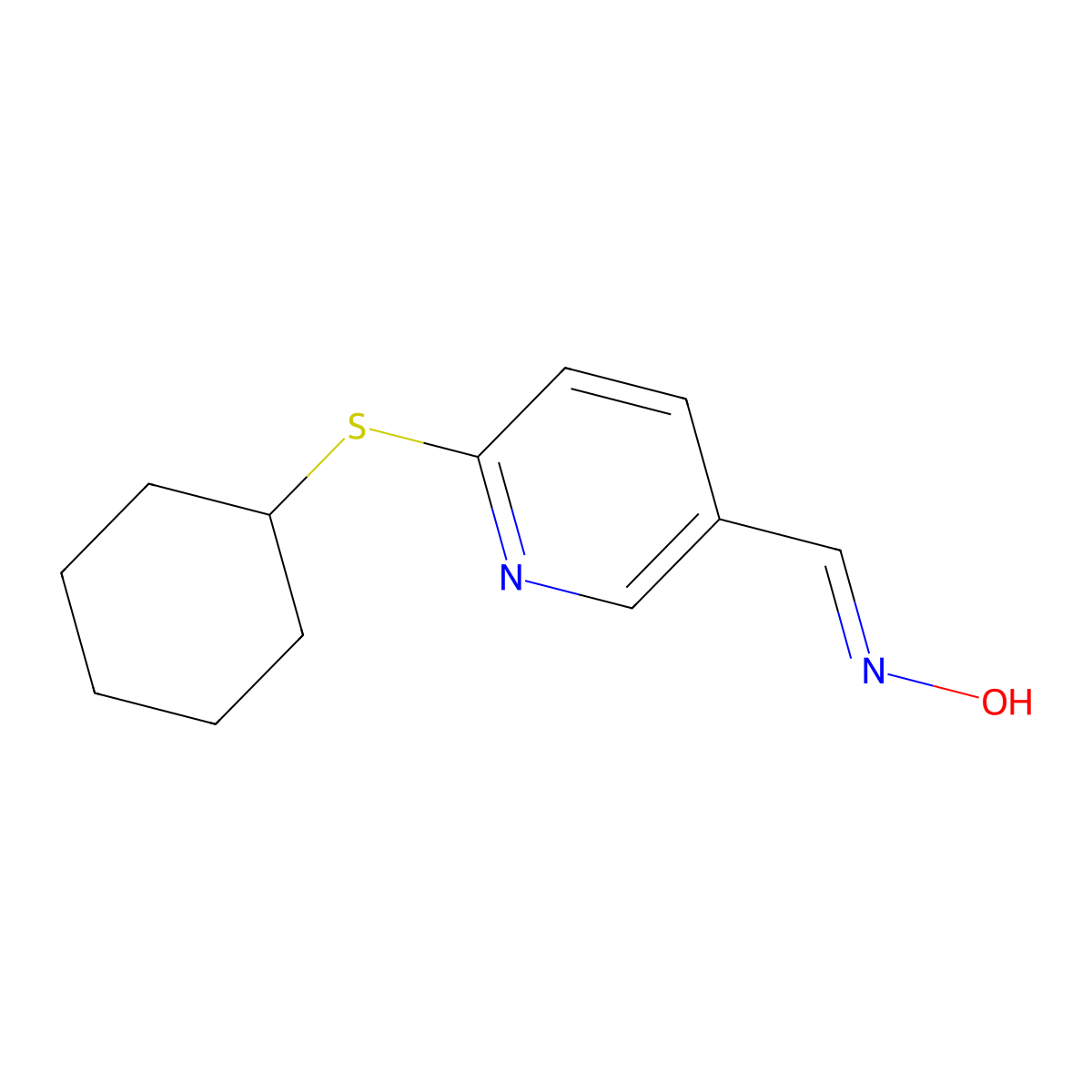 6-(Cyclohexylthio)-3-pyridinecarboxaldehyde oxime molecular structure, CAS 1355246-08-0