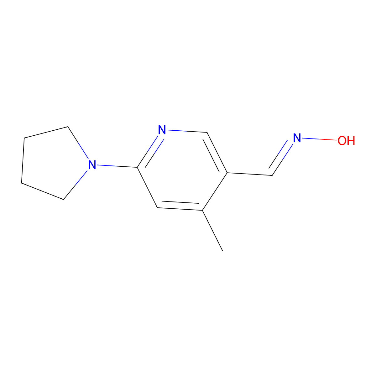 4-Methyl-6-(1-pyrrolidinyl)-3-pyridinecarboxaldehyde oxime molecular structure, CAS 1355246-41-1