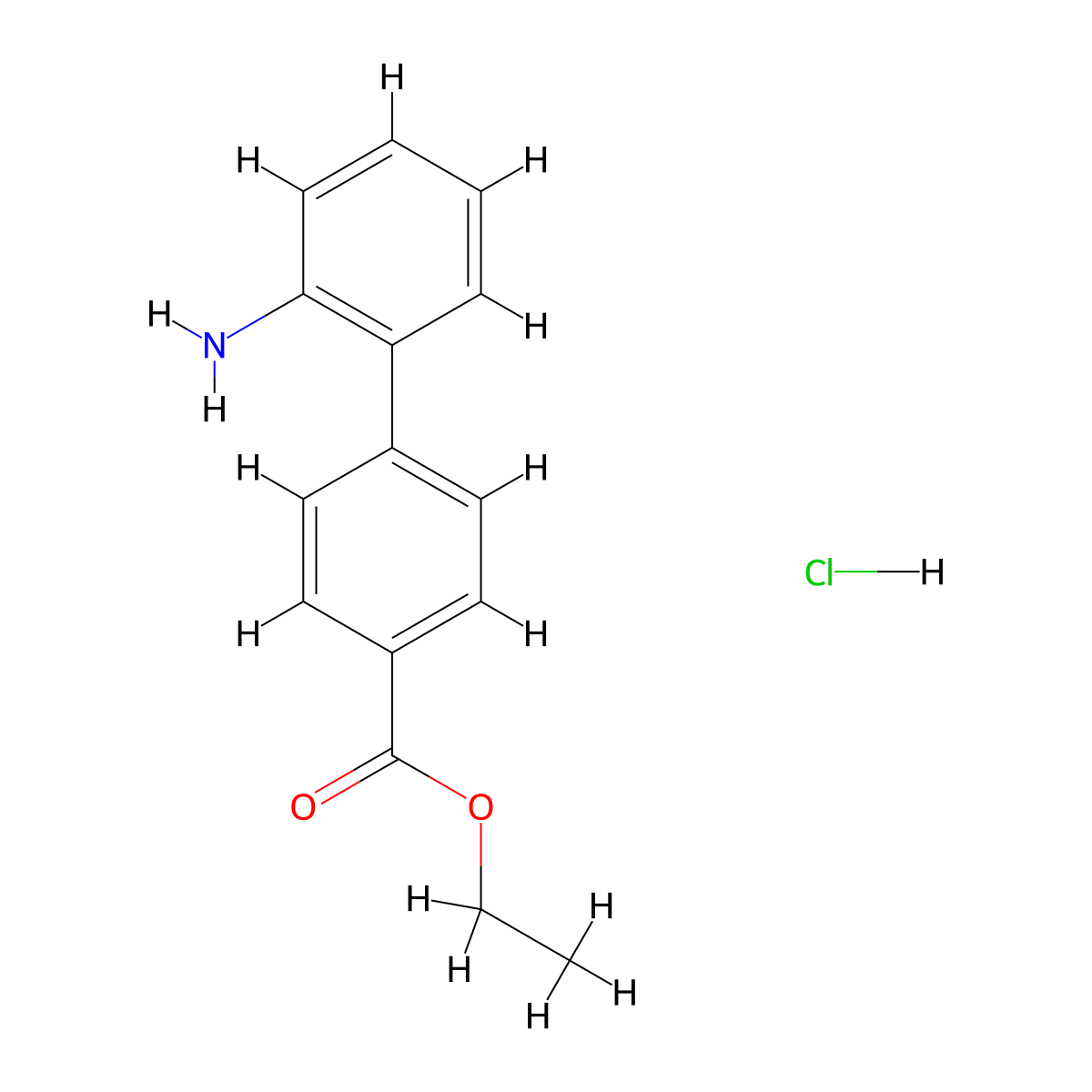 Ethyl 4-(2-aminophenyl)benzoate hydrochloride molecular structure, CAS 1355246-87-5