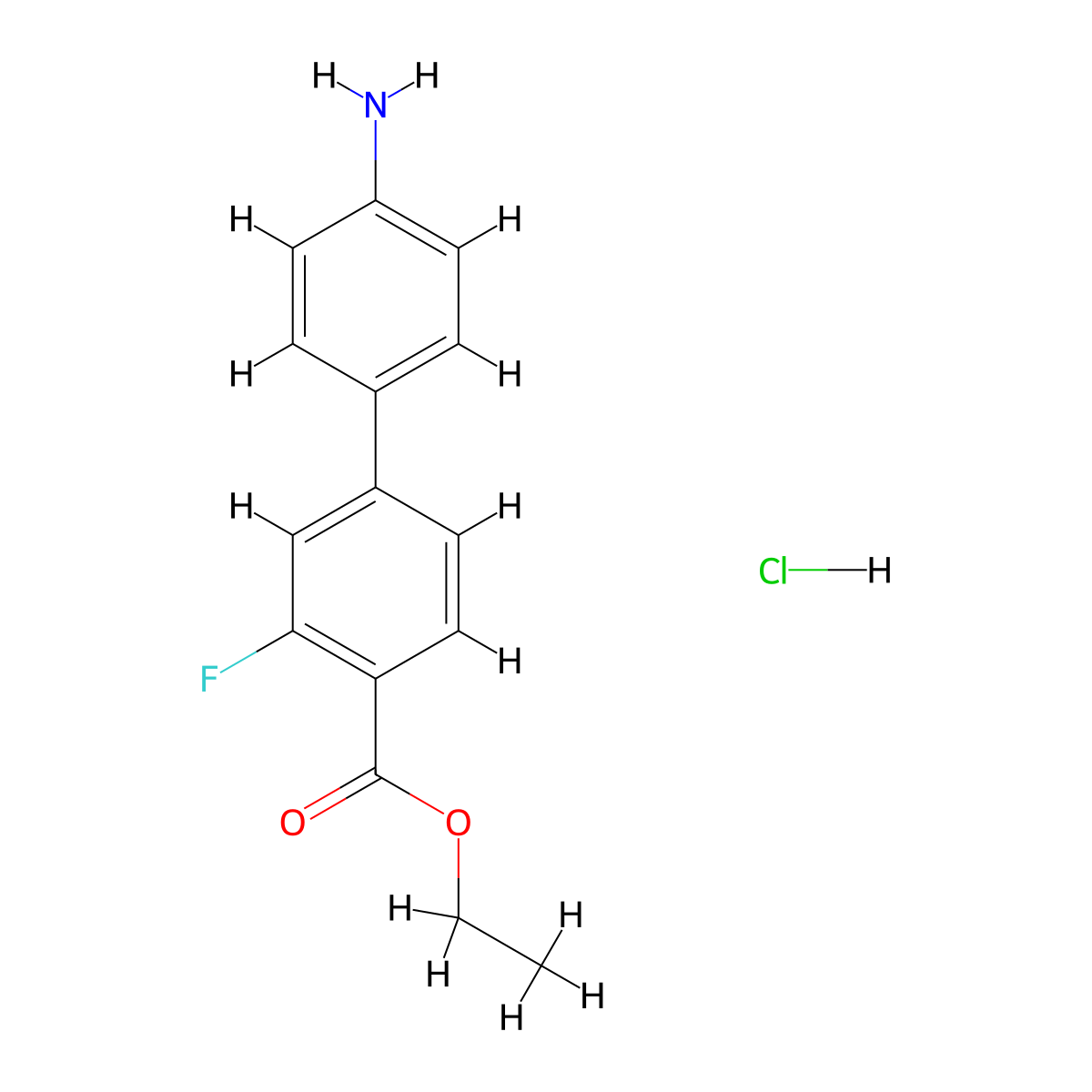 Ethyl 4-(4-aminophenyl)-2-fluorobenzoate hydrochloride molecular structure, CAS 1355246-93-3
