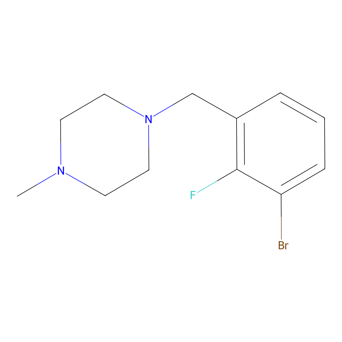 1-Bromo-2-fluoro-3-(4-methylpiperazinomethyl)benzene molecular structure, CAS 1355247-02-7