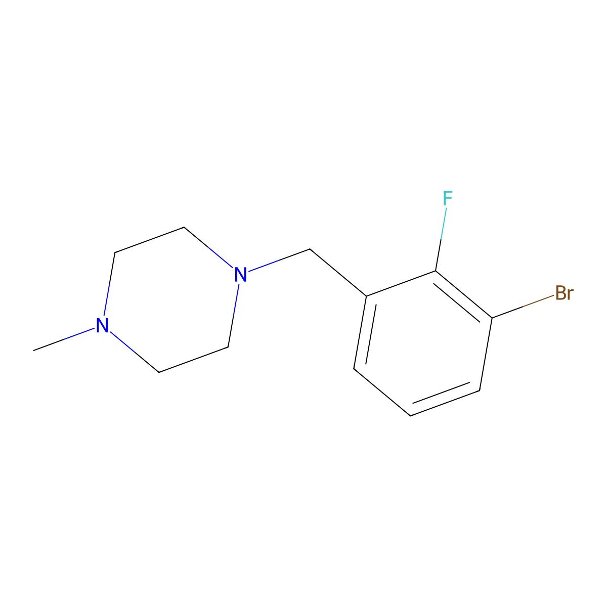 1-Bromo-2-fluoro-3-(4-methylpiperazinomethyl)benzene molecular structure, CAS 1355247-02-7