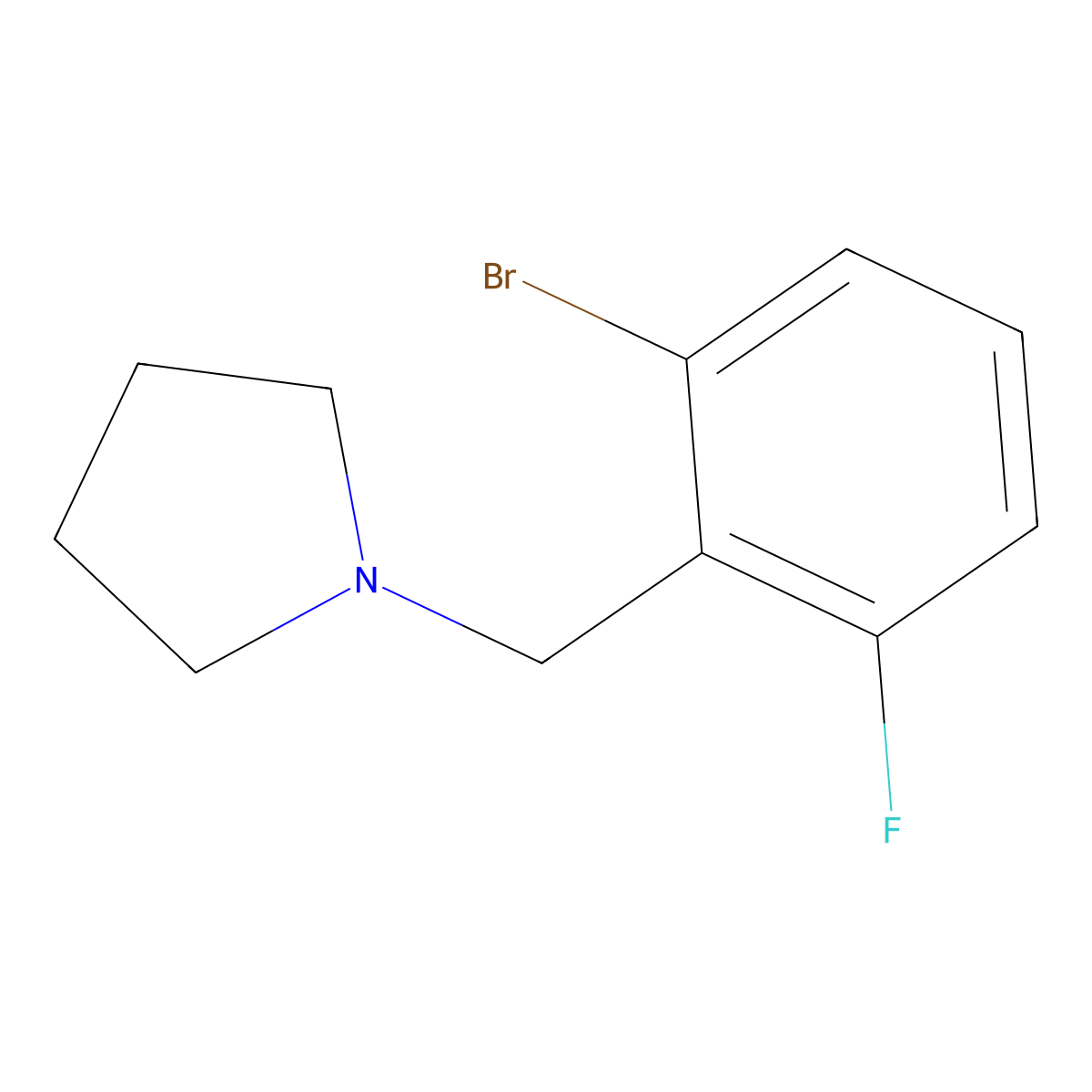1-[(2-Bromo-6-fluorophenyl)methyl]pyrrolidine molecular structure, CAS 1355247-07-2