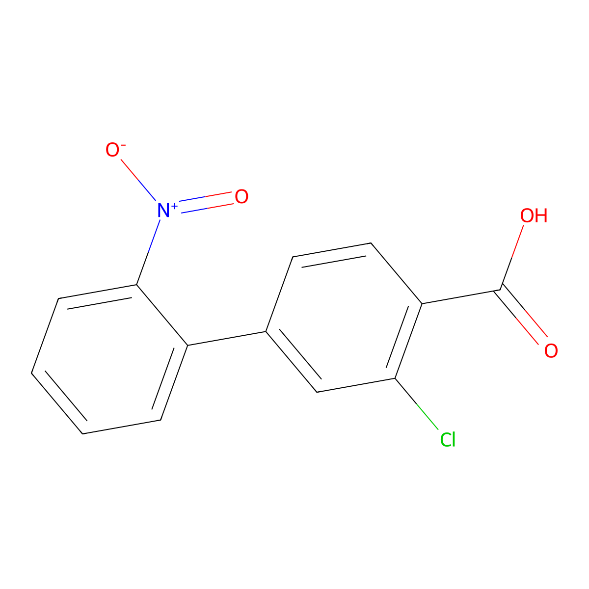 2-Chloro-4-(2-nitrophenyl)benzoic acid molecular structure, CAS 1355247-16-3