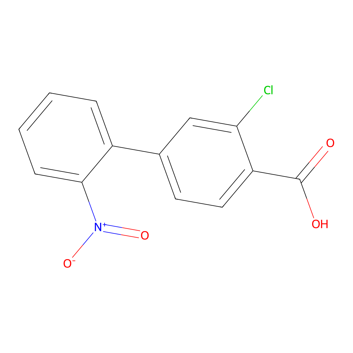 2-Chloro-4-(2-nitrophenyl)benzoic acid molecular structure, CAS 1355247-16-3