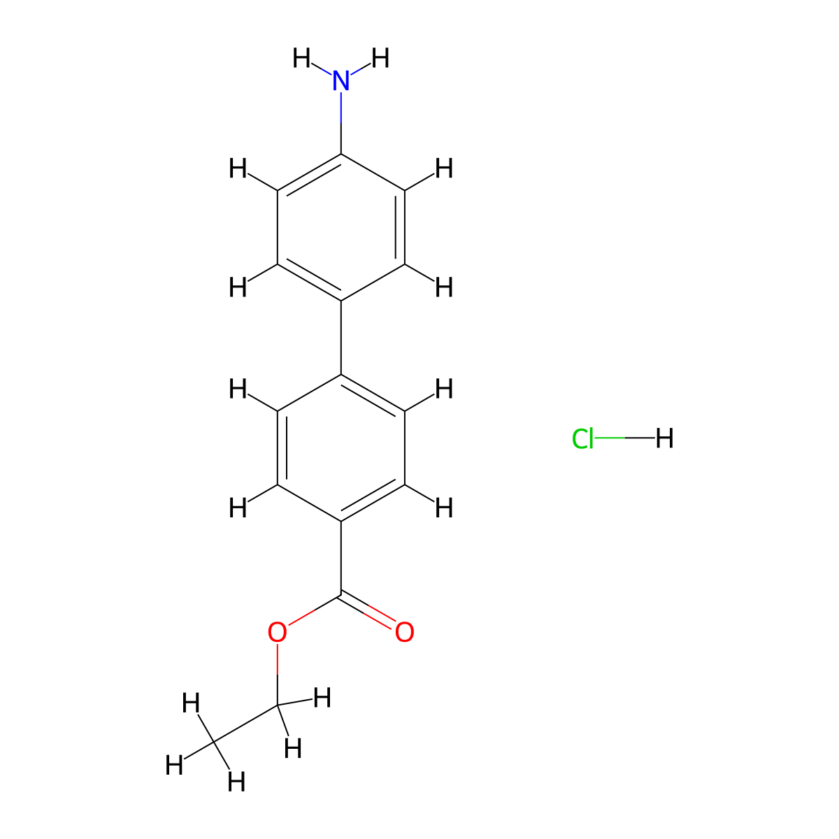 Ethyl 4-(4-aminophenyl)benzoate hydrochloride molecular structure, CAS 1355247-33-4