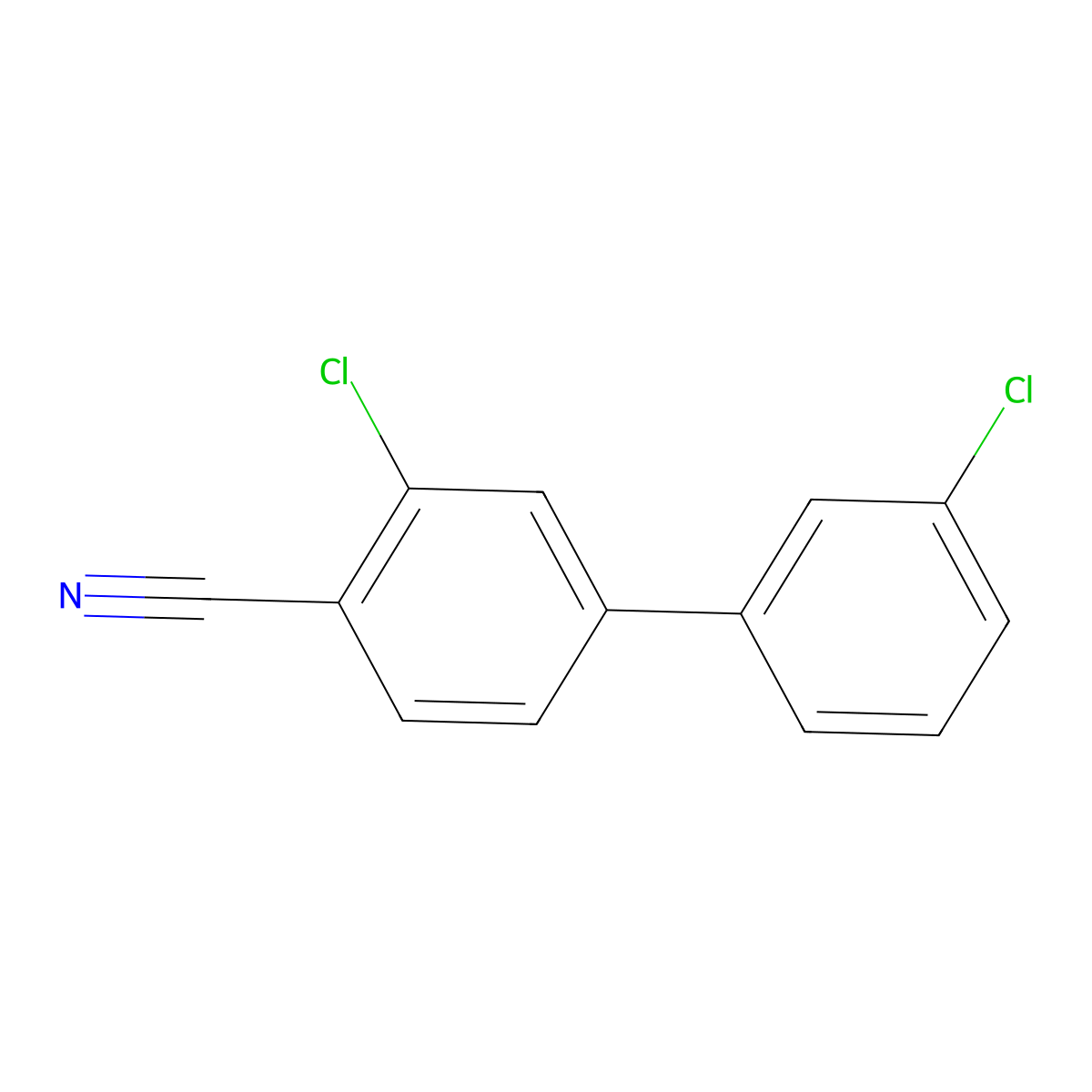 2-Chloro-4-(3-chlorophenyl)benzonitrile molecular structure, CAS 1355247-47-0