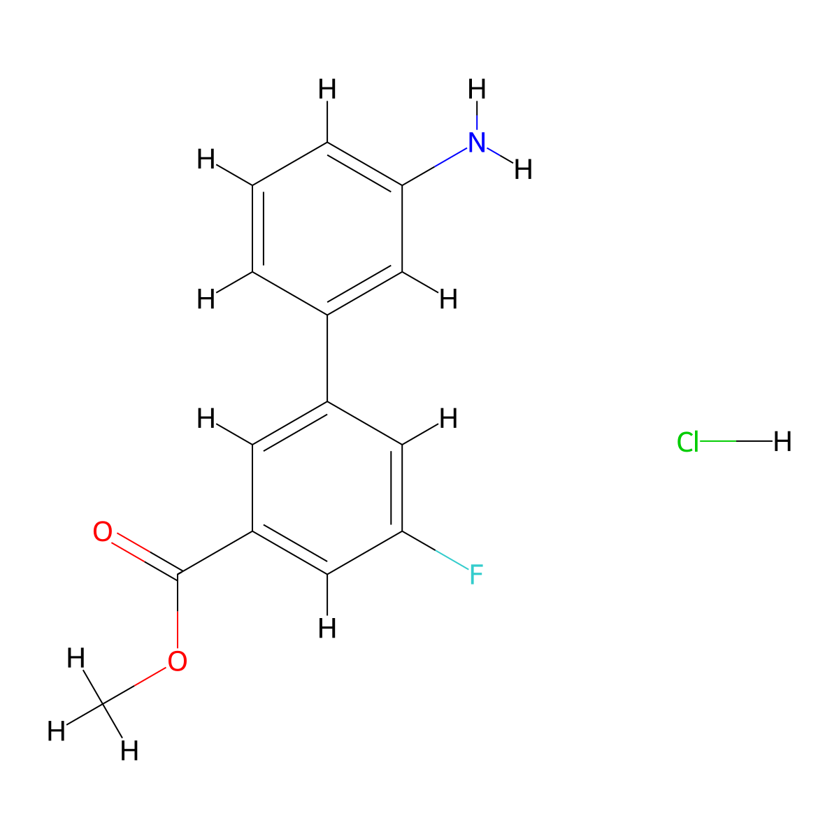 Methyl 3'-amino-5-fluoro-[1,1'-biphenyl]-3-carboxylate hydrochloride molecular structure, CAS 1355247-48-1