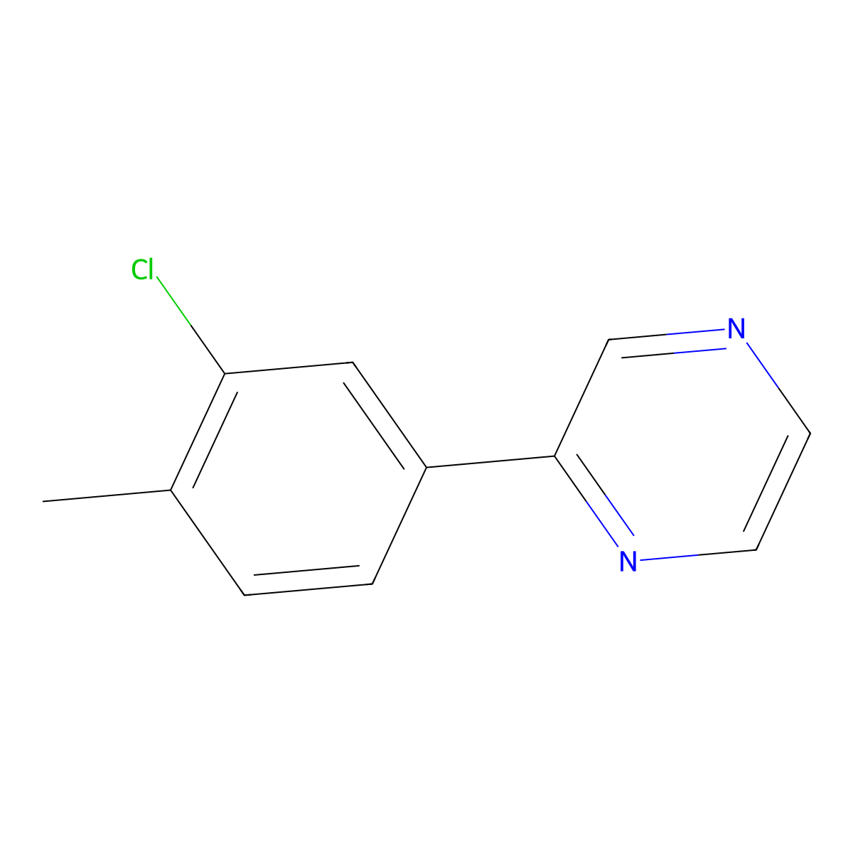 2-(3-Chloro-4-methylphenyl)pyrazine molecular structure, CAS 1355247-55-0