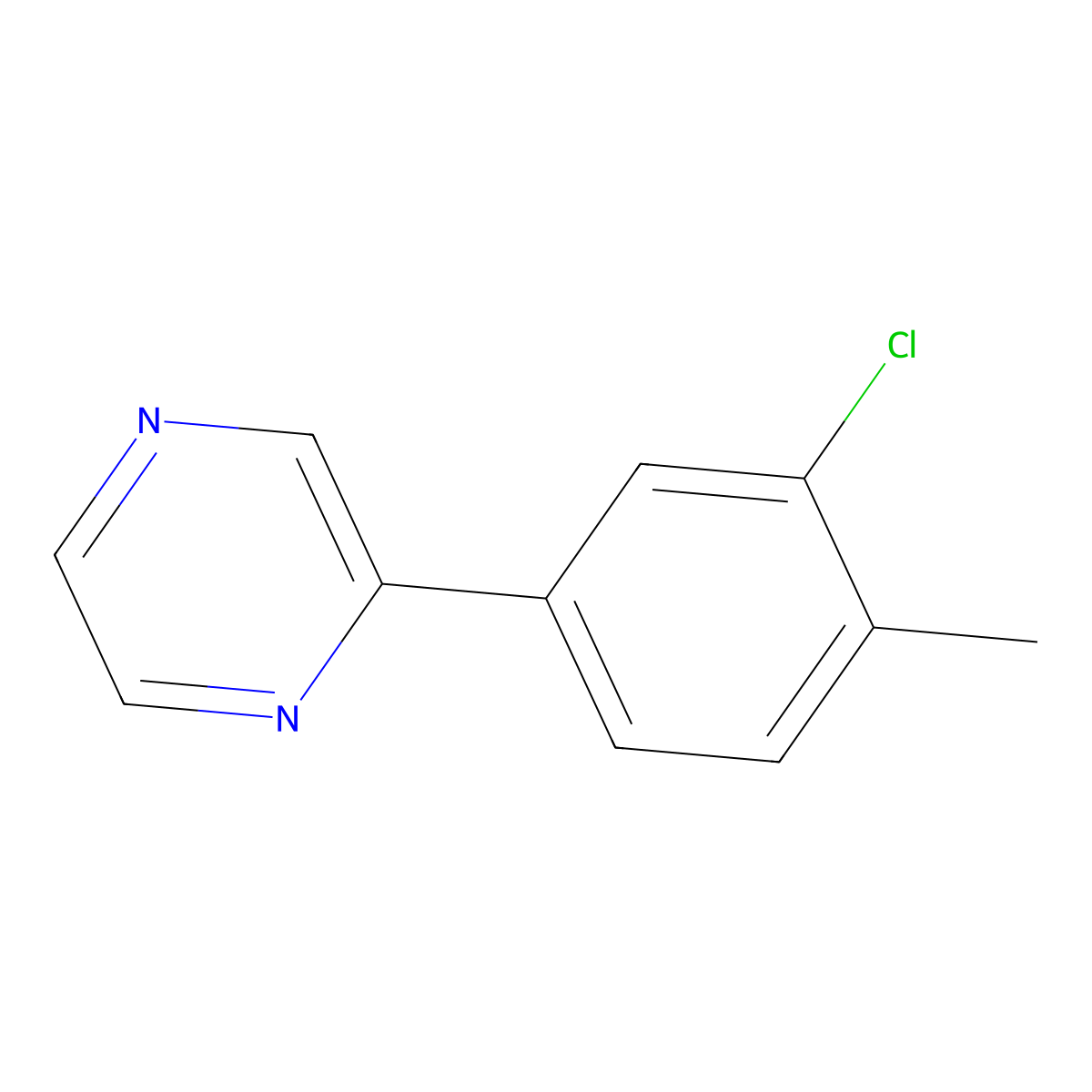 2-(3-Chloro-4-methylphenyl)pyrazine molecular structure, CAS 1355247-55-0