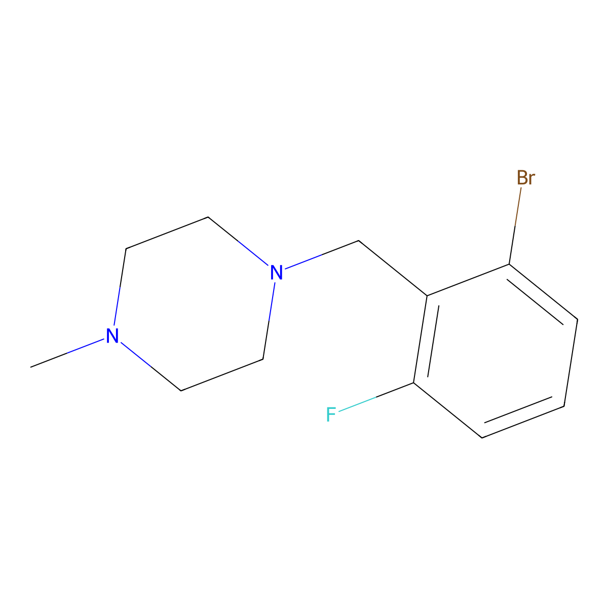 1-Bromo-3-fluoro-2-(4-methylpiperazinomethyl)benzene molecular structure, CAS 1355247-64-1