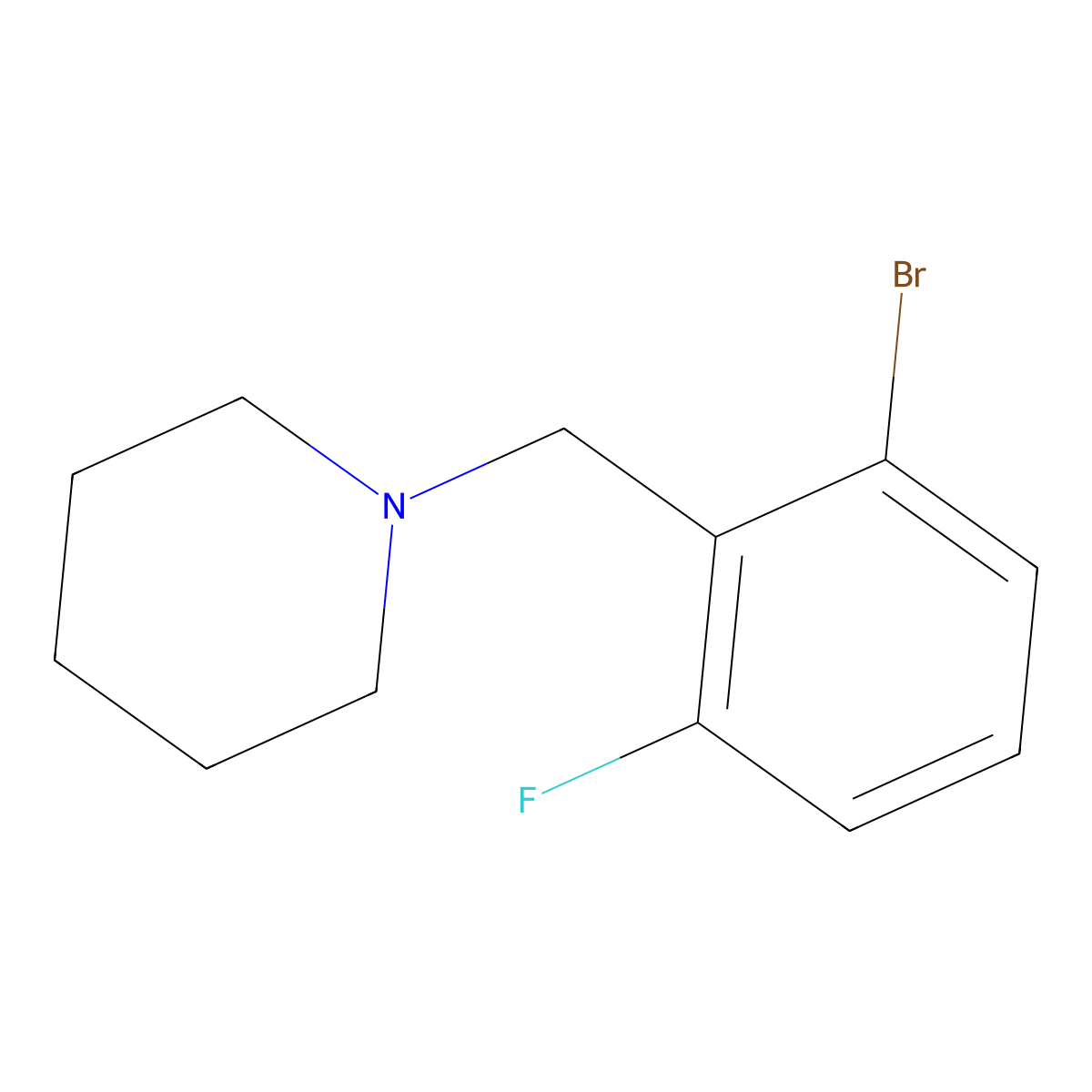 1-[(2-Bromo-6-fluorophenyl)methyl]piperidine molecular structure, CAS 1355247-68-5