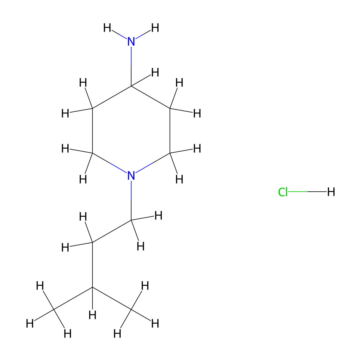 1-Isopentylpiperidin-4-amine hydrochloride molecular structure, CAS 1355247-69-6