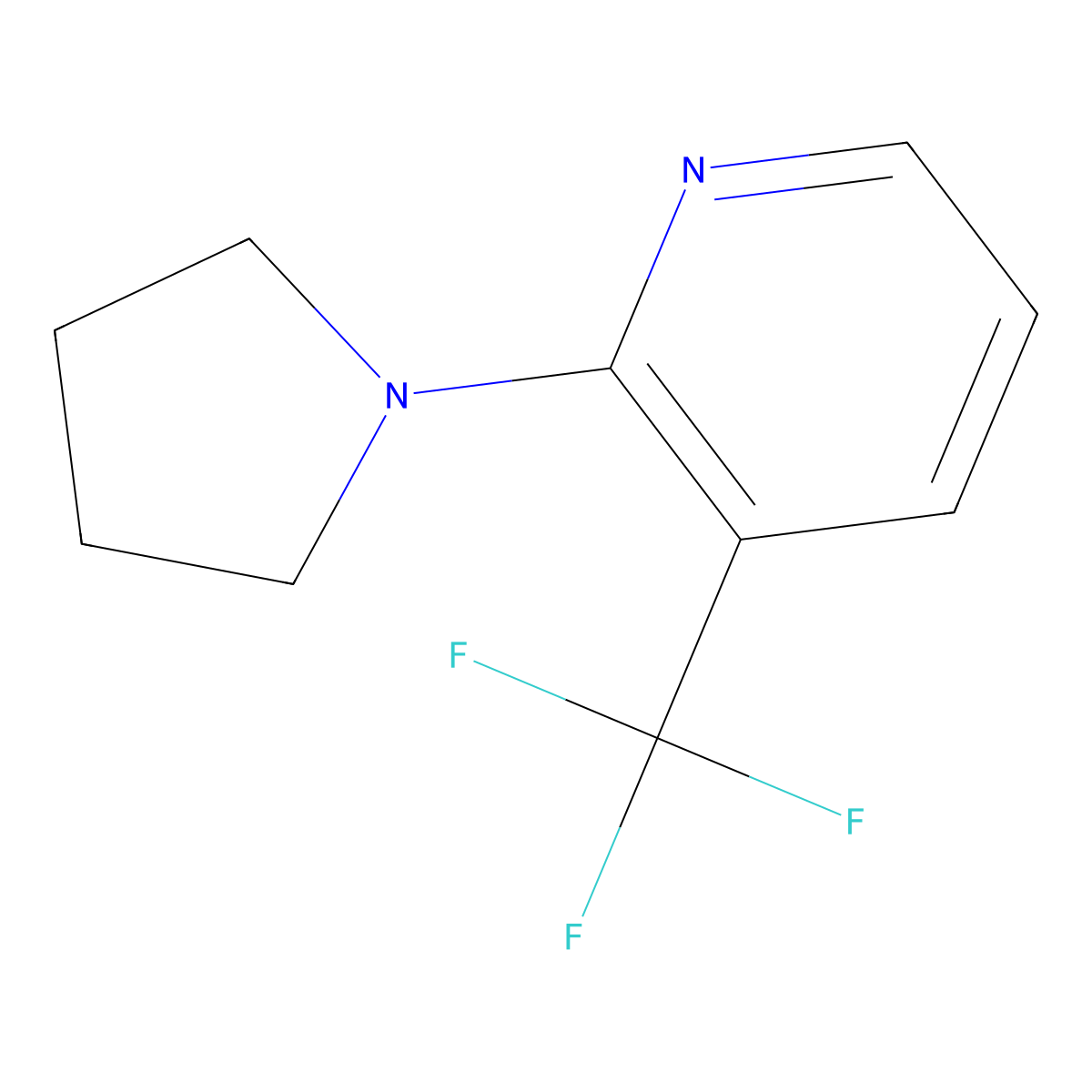 2-(1-Pyrrolidinyl)-3-(trifluoromethyl)pyridine molecular structure, CAS 1355247-70-9