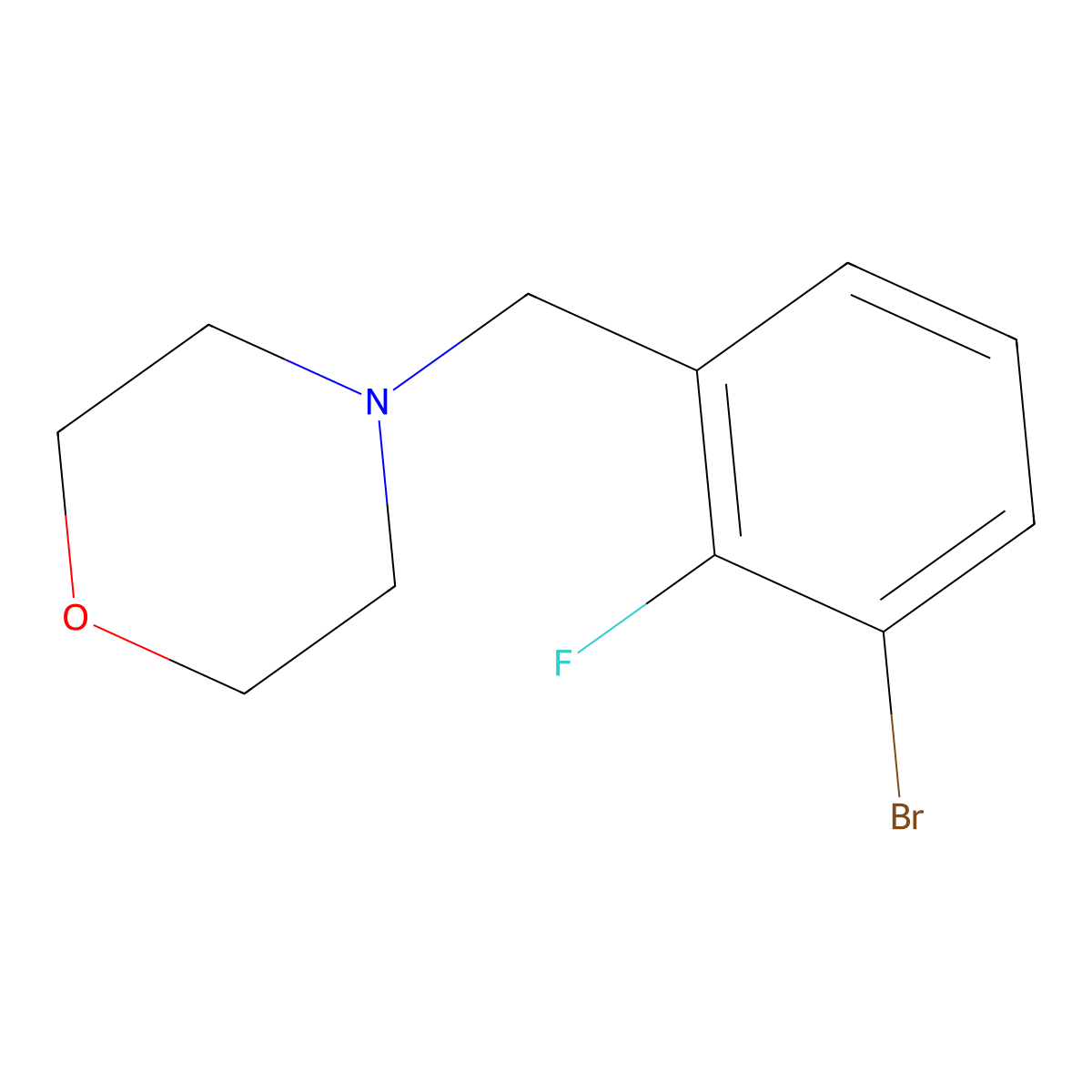 1-Bromo-2-fluoro-3-(morpholinomethyl)benzene molecular structure, CAS 1355247-75-4