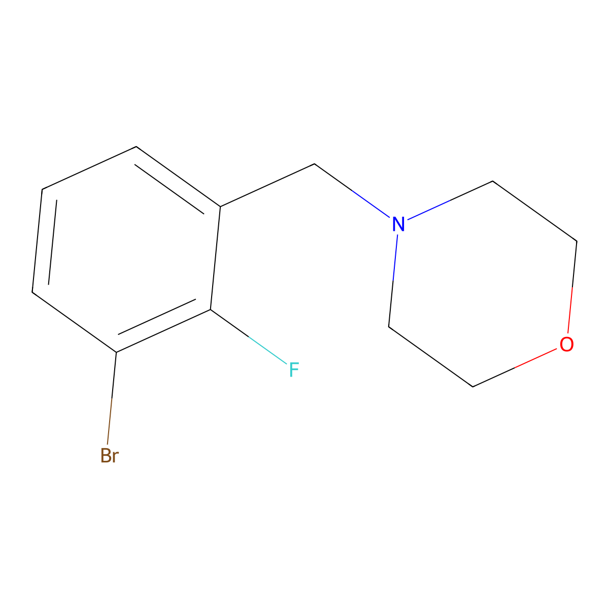 1-Bromo-2-fluoro-3-(morpholinomethyl)benzene molecular structure, CAS 1355247-75-4