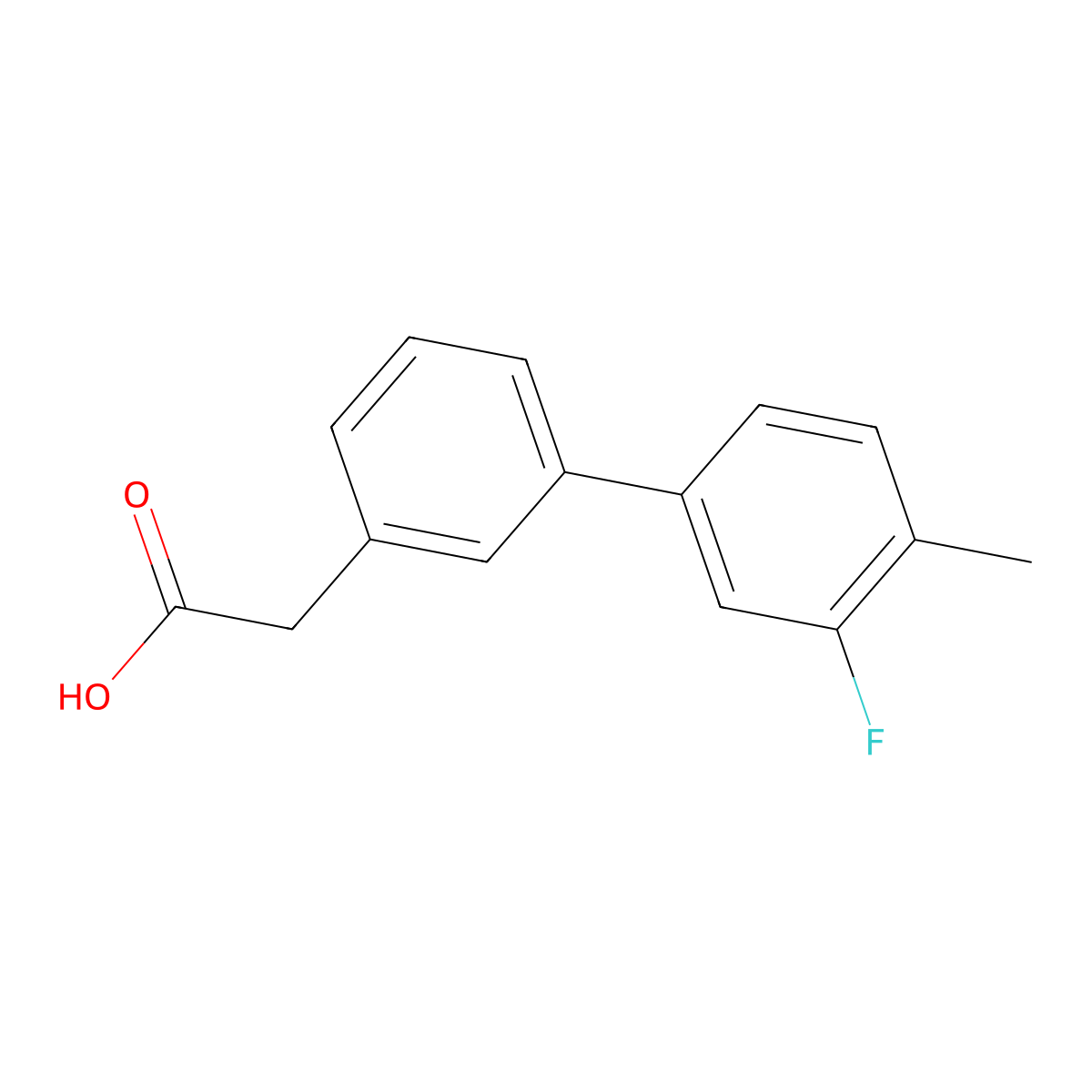 [3-(3-Fluoro-4-methylphenyl)phenyl]acetic acid molecular structure, CAS 1355247-84-5