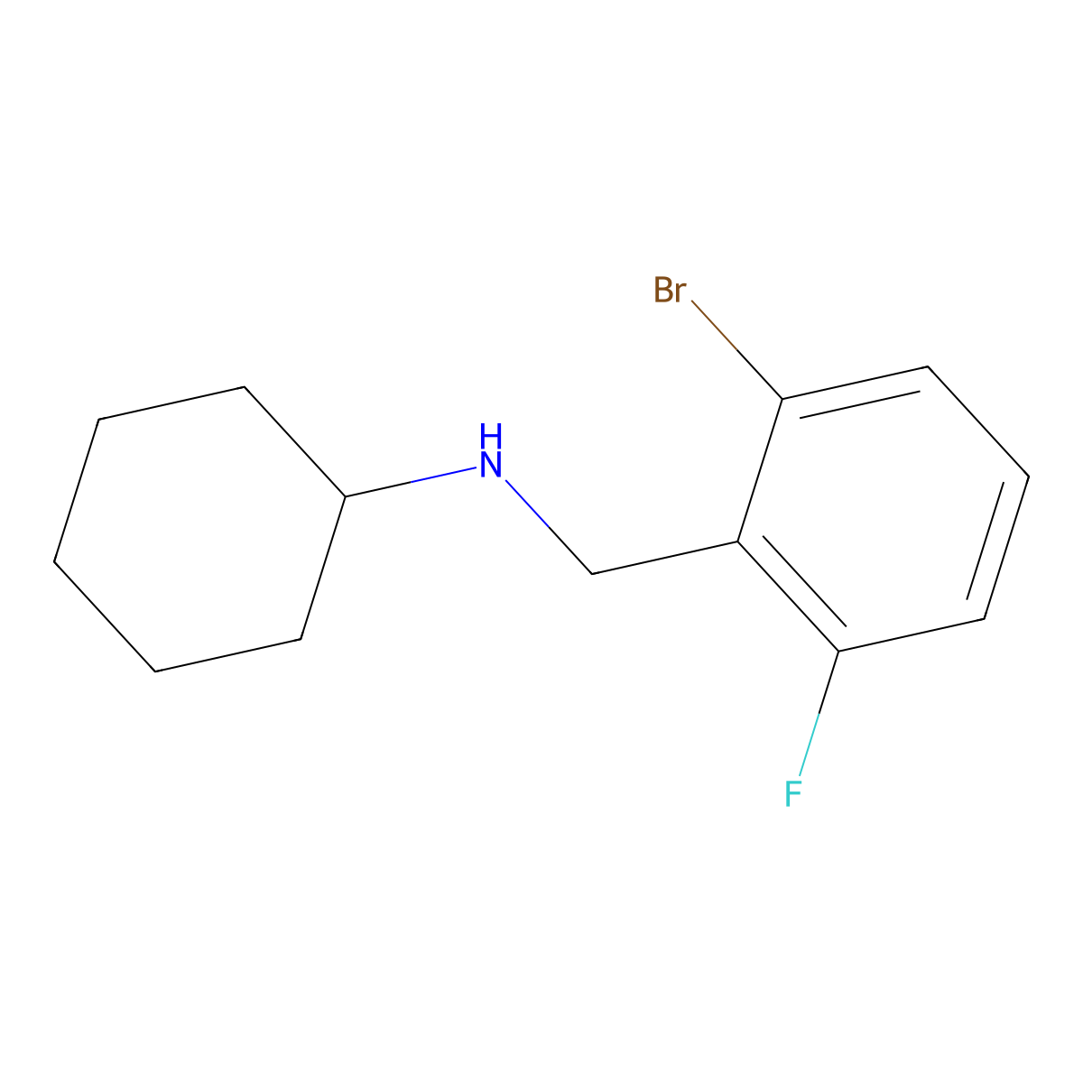 N-[(2-bromo-6-fluorophenyl)methyl]cyclohexanamine molecular structure, CAS 1355247-90-3