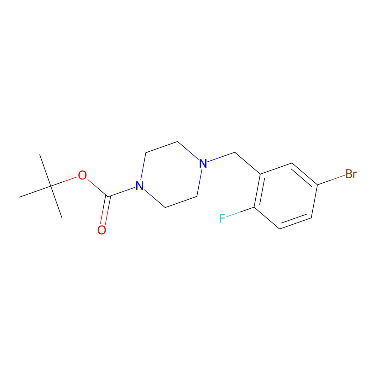 4-Bromo-2-(4-BOC-piperazinomethyl)-1-fluorobenzene molecular structure, CAS 1355247-99-2