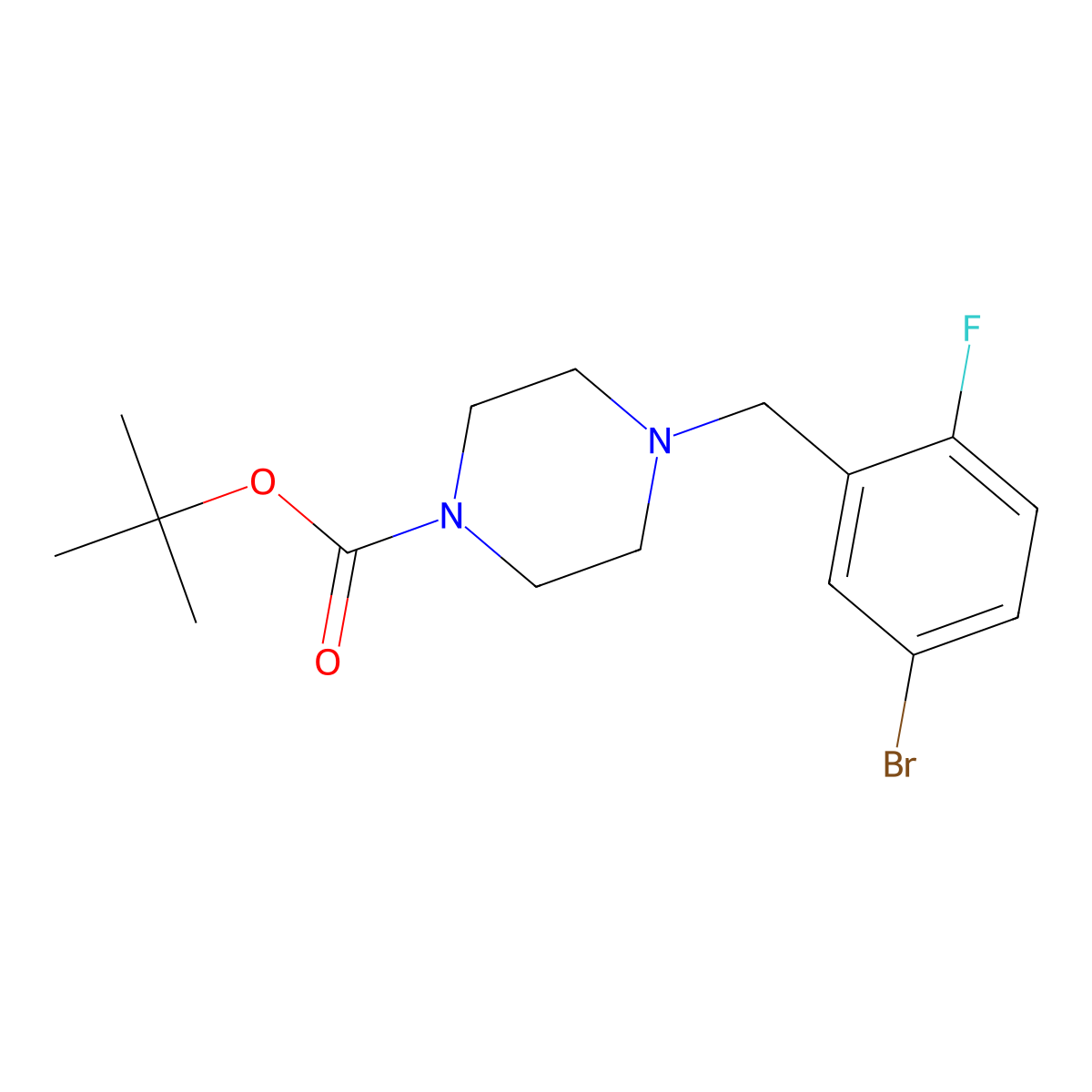 4-Bromo-2-(4-BOC-piperazinomethyl)-1-fluorobenzene molecular structure, CAS 1355247-99-2