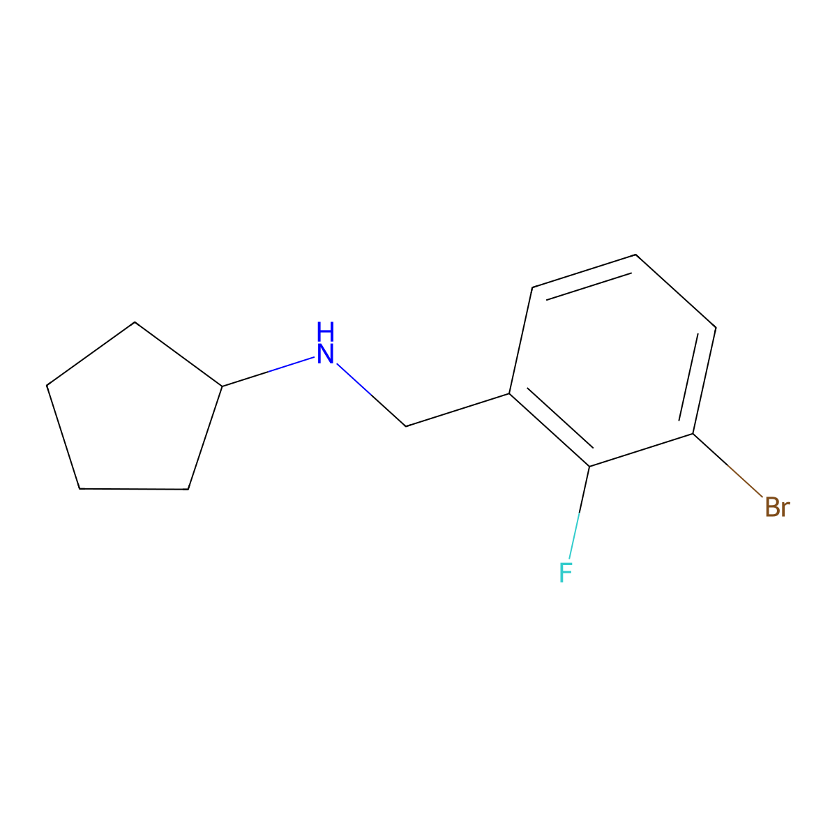 1-Bromo-2-fluoro-3-(cyclopentylaminomethyl)benzene molecular structure, CAS 1355248-01-9